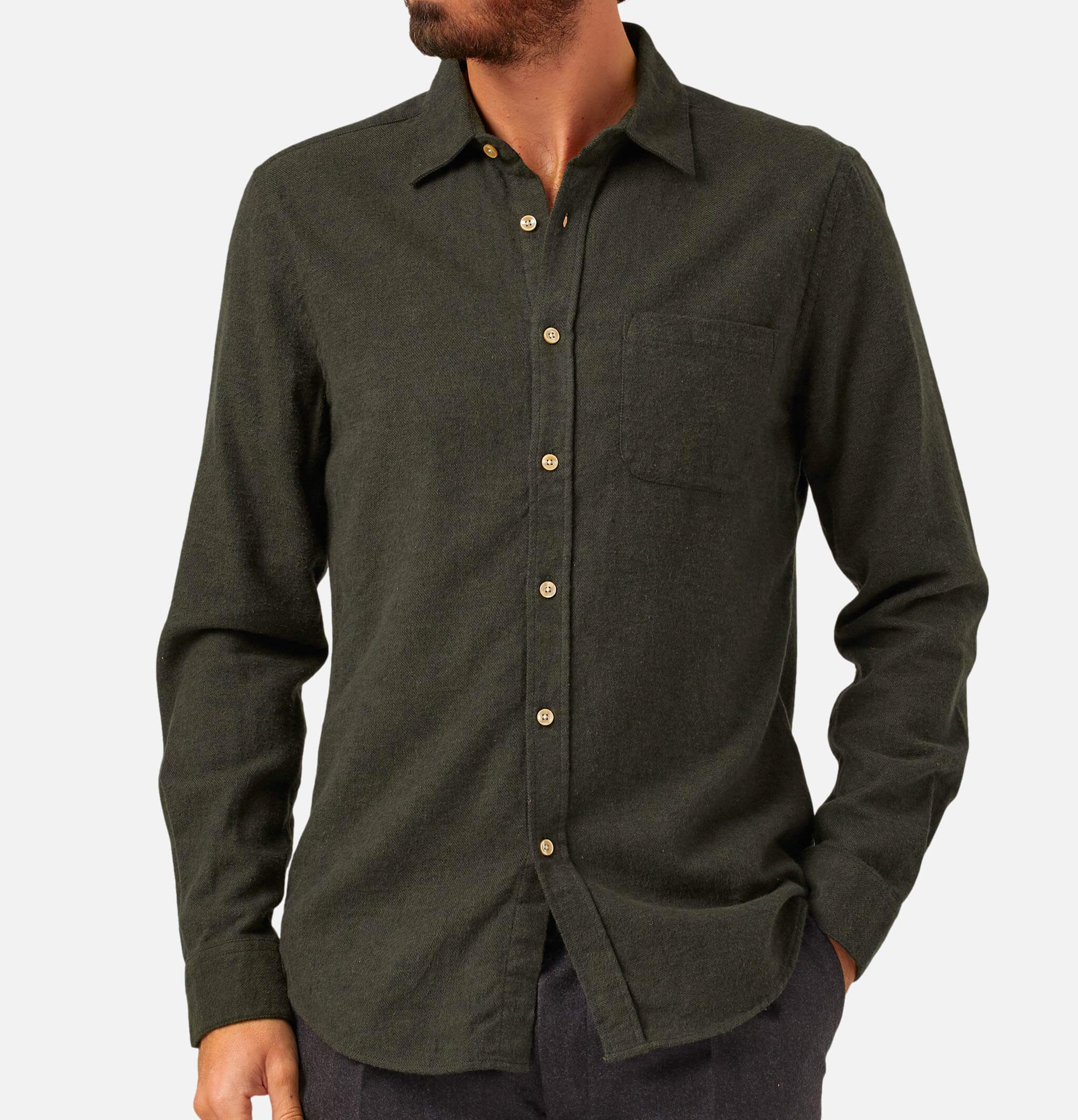 Portuguese Flannel Chemise Teca Vert
