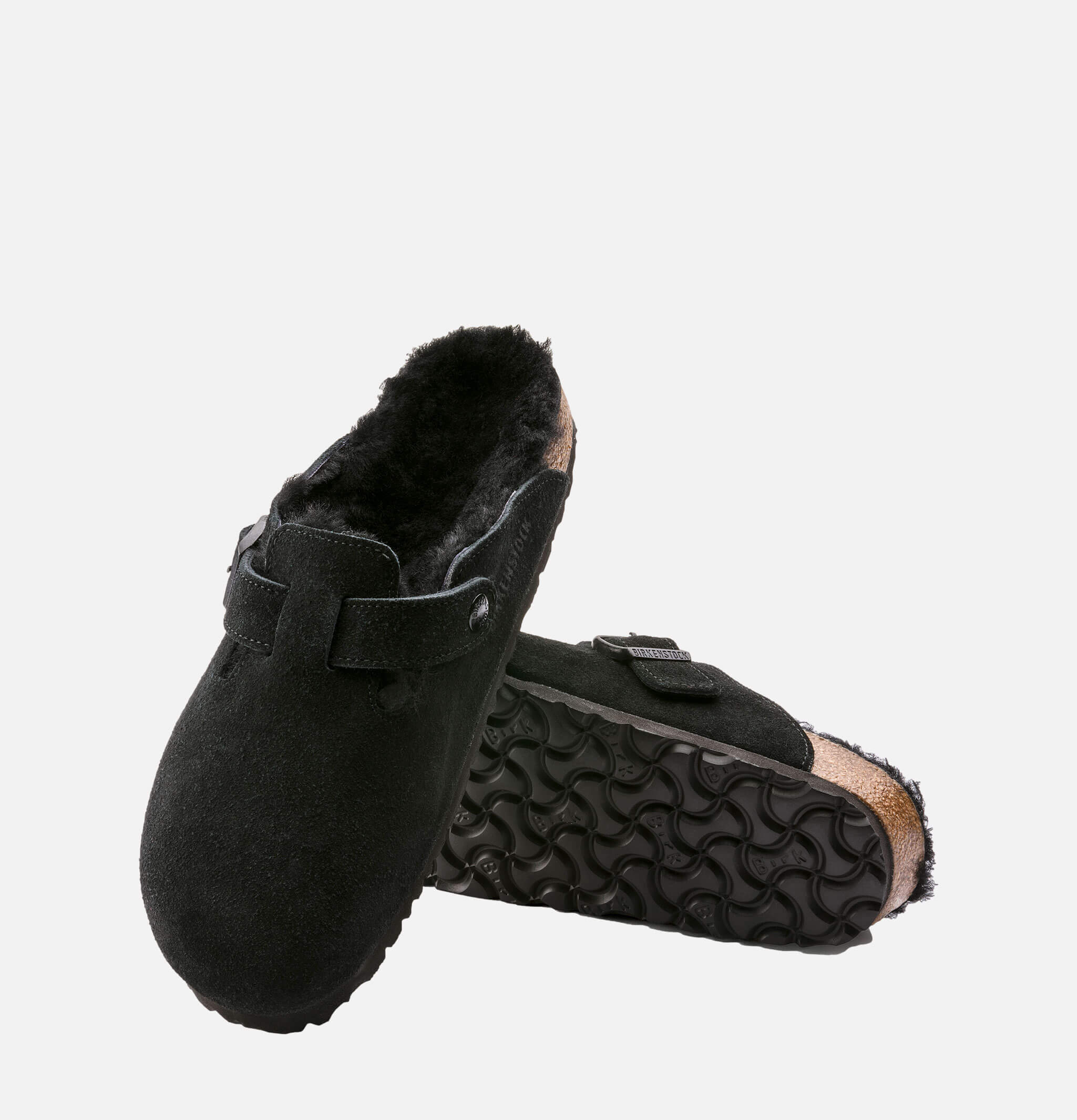 Birkenstock Sabot Boston Fourrure Noir