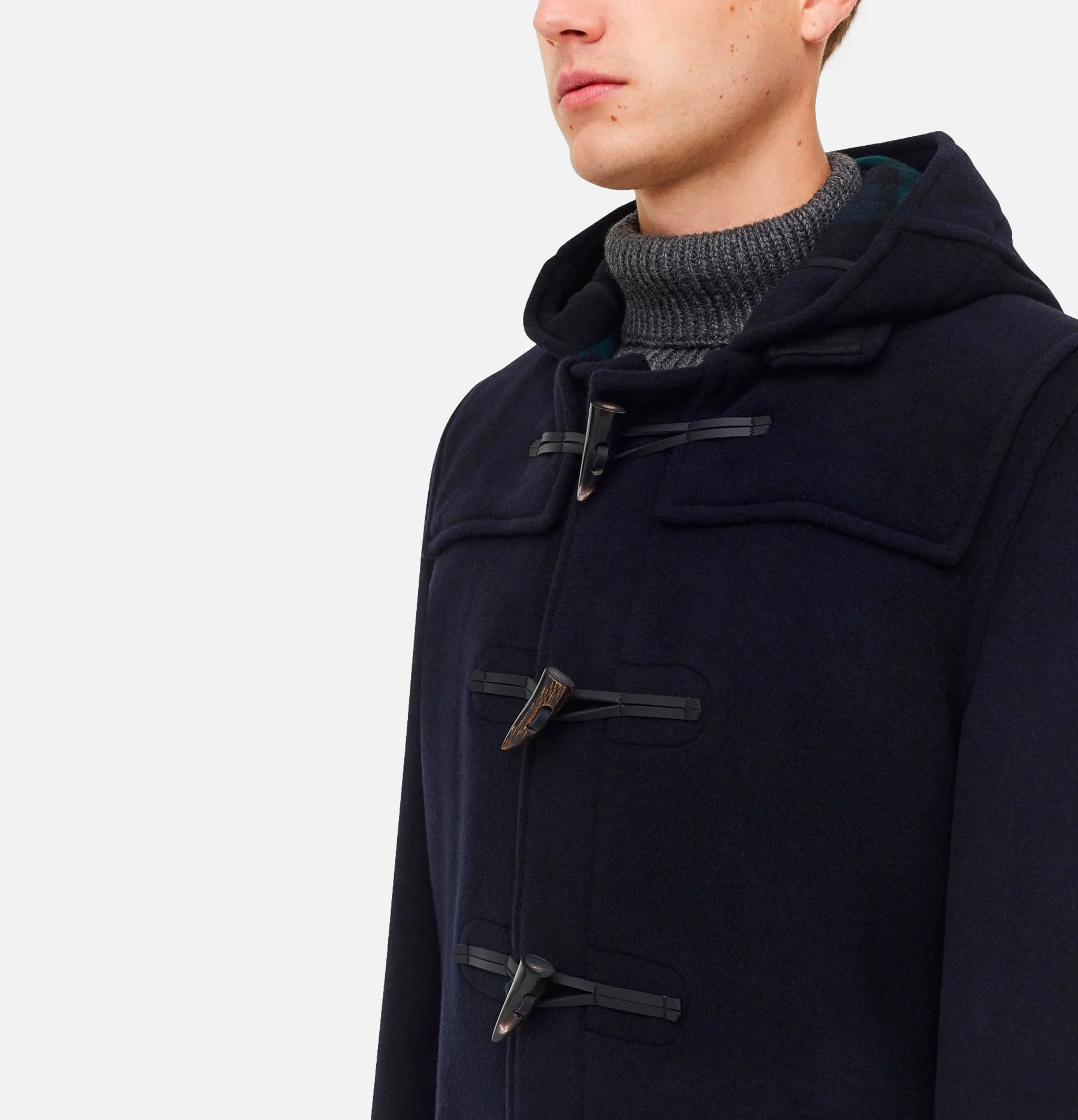 Morris Dufflecoat Navy Black Stewart