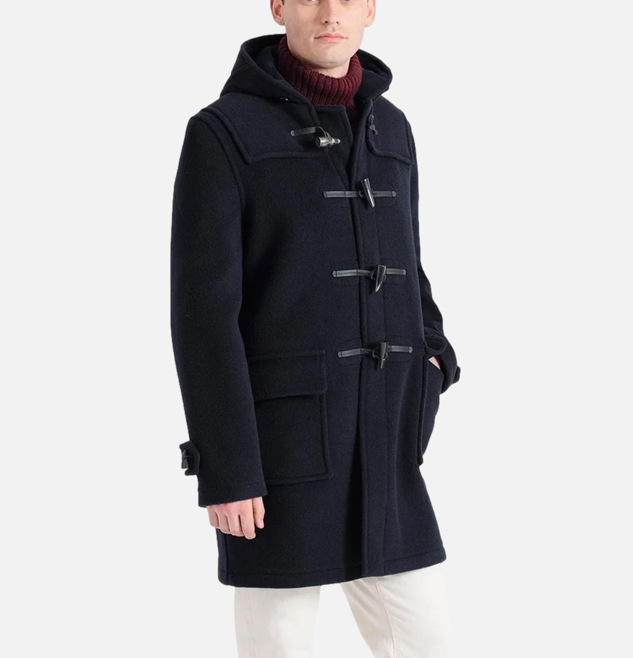 Morris Dufflecoat Navy Black Stewart