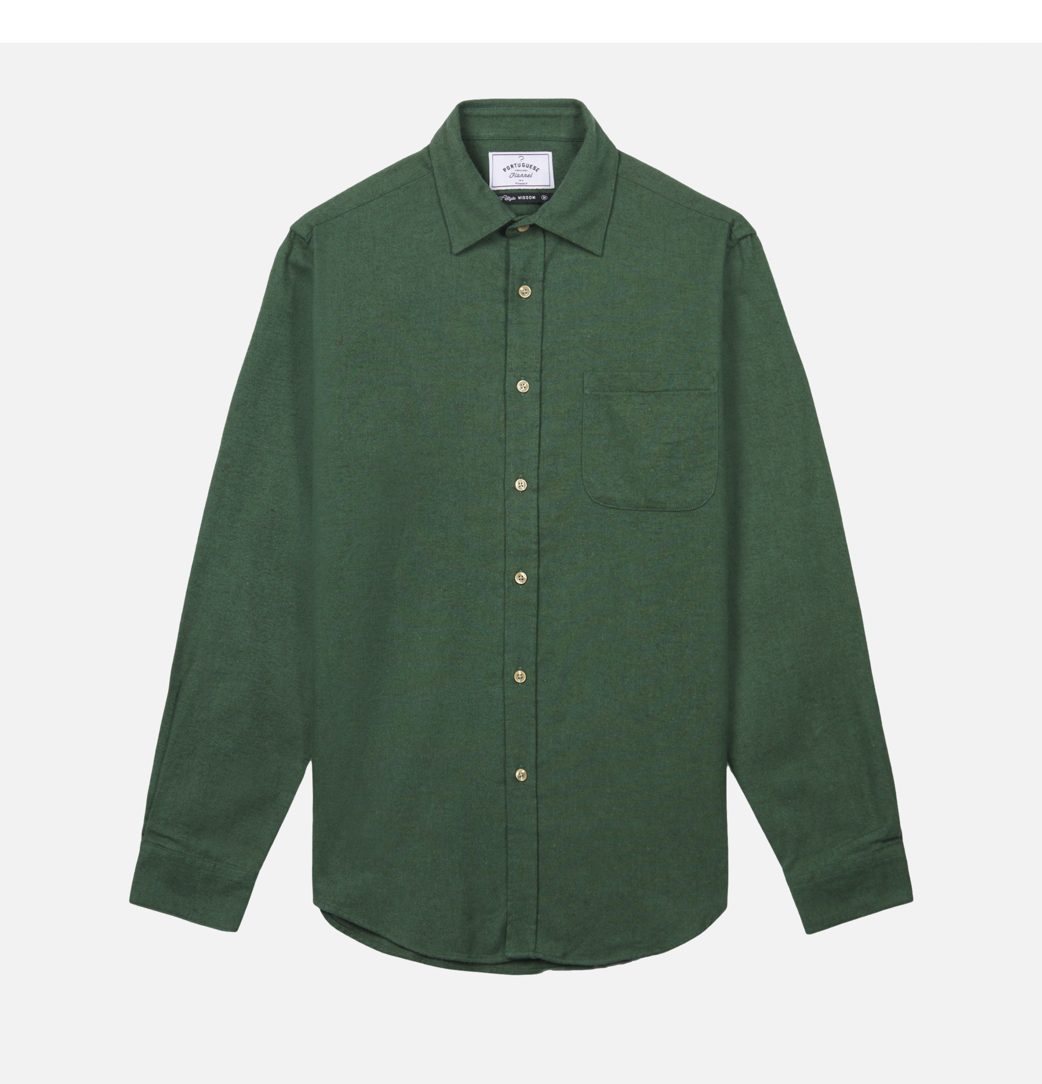 Portuguese Flannel Chemise Teca Moss Vert