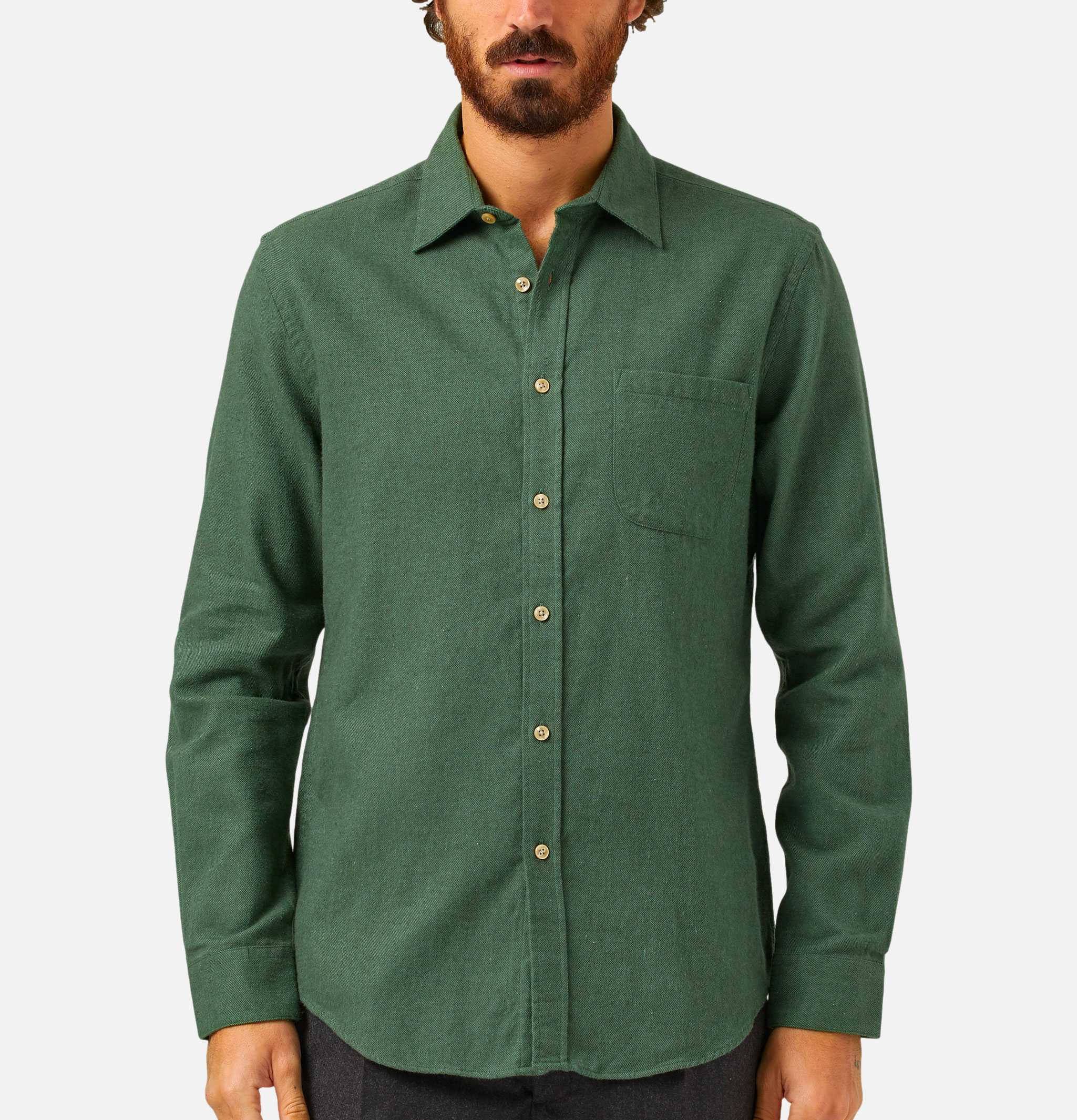 Portuguese Flannel Chemise Teca Moss Vert