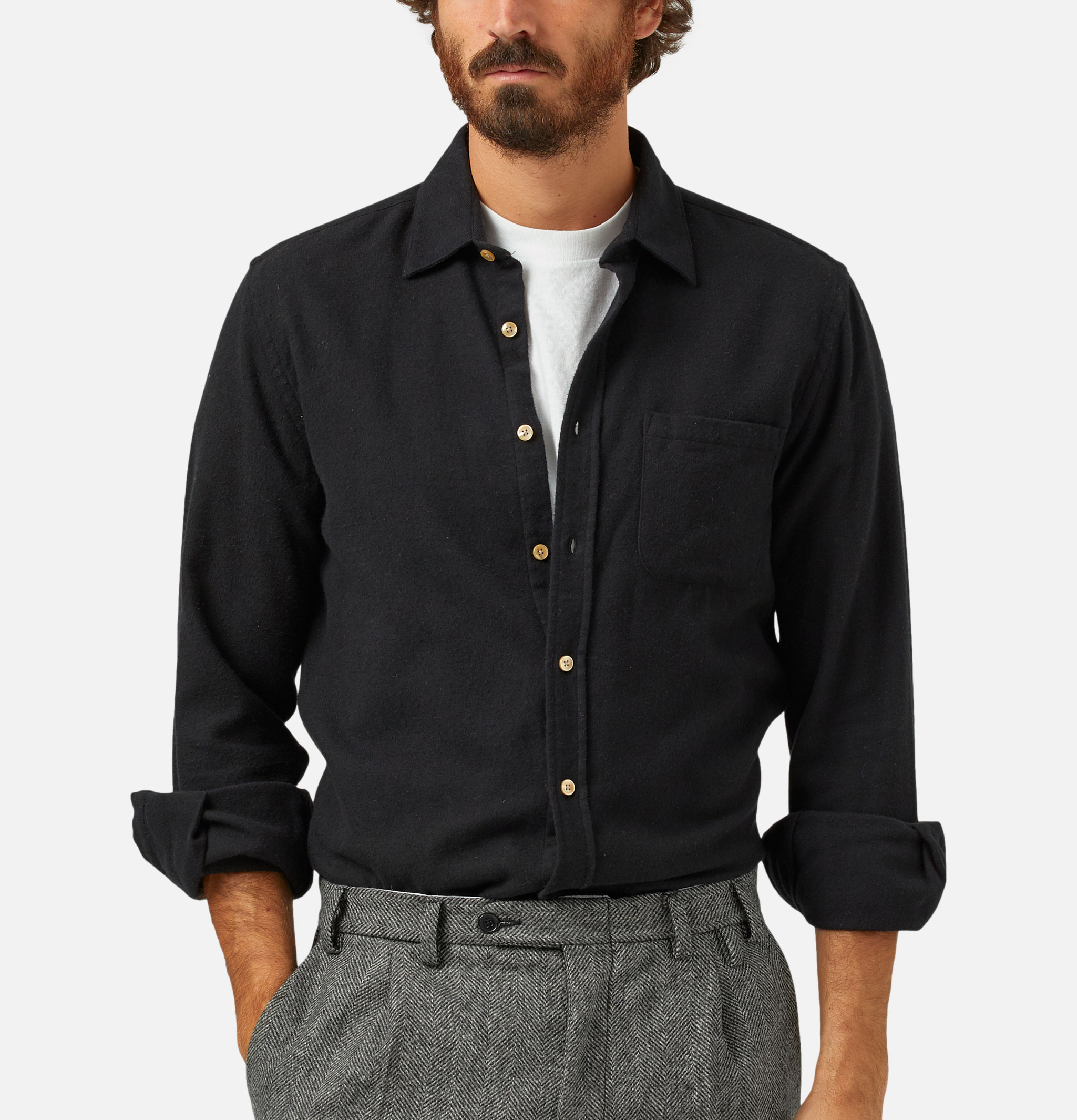 Portuguese Flannel Chemise Teca Noir
