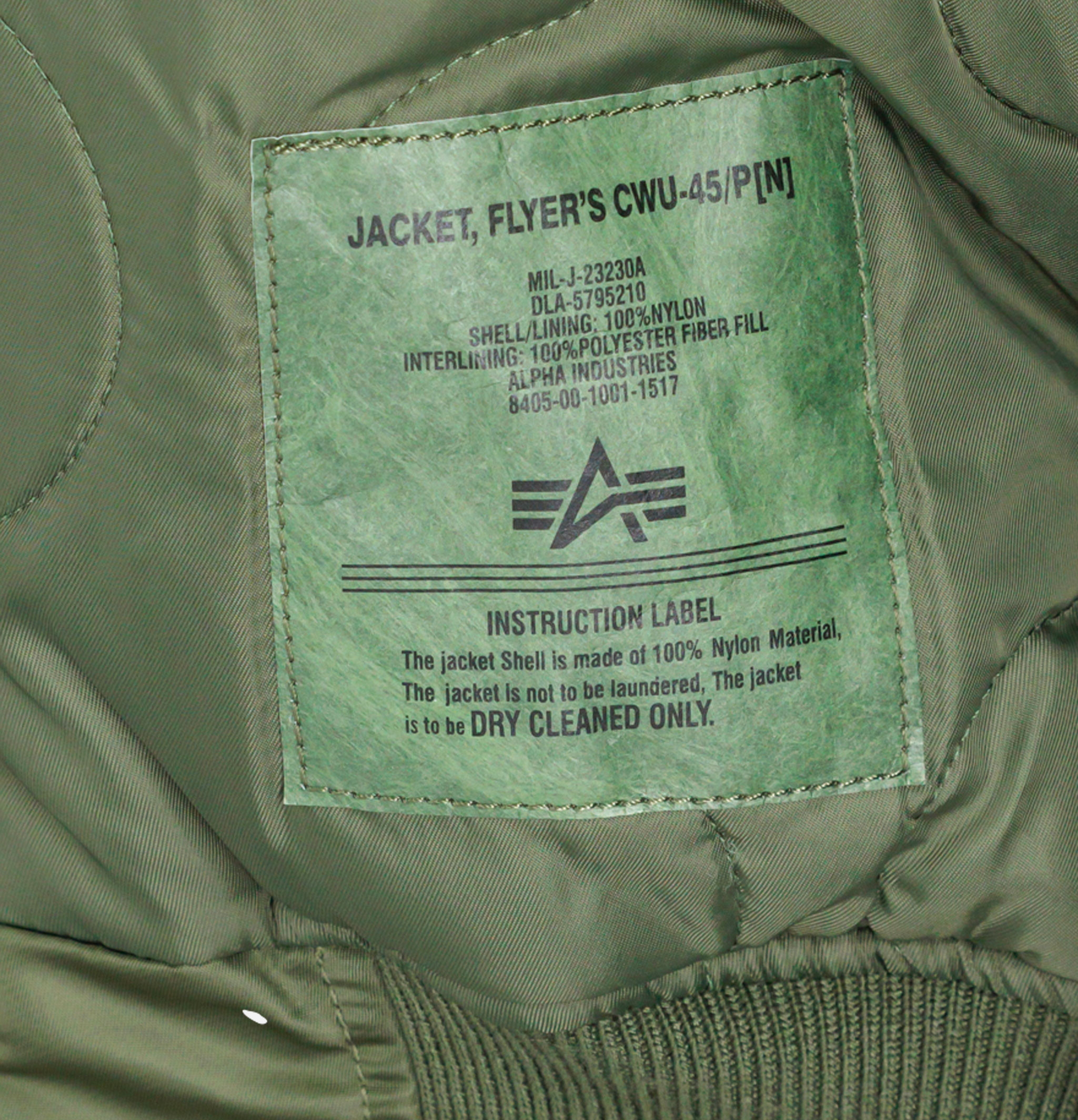 Veste Alpha Industries | Cwu 45 Sage Green | Shop Royalcheese Paris