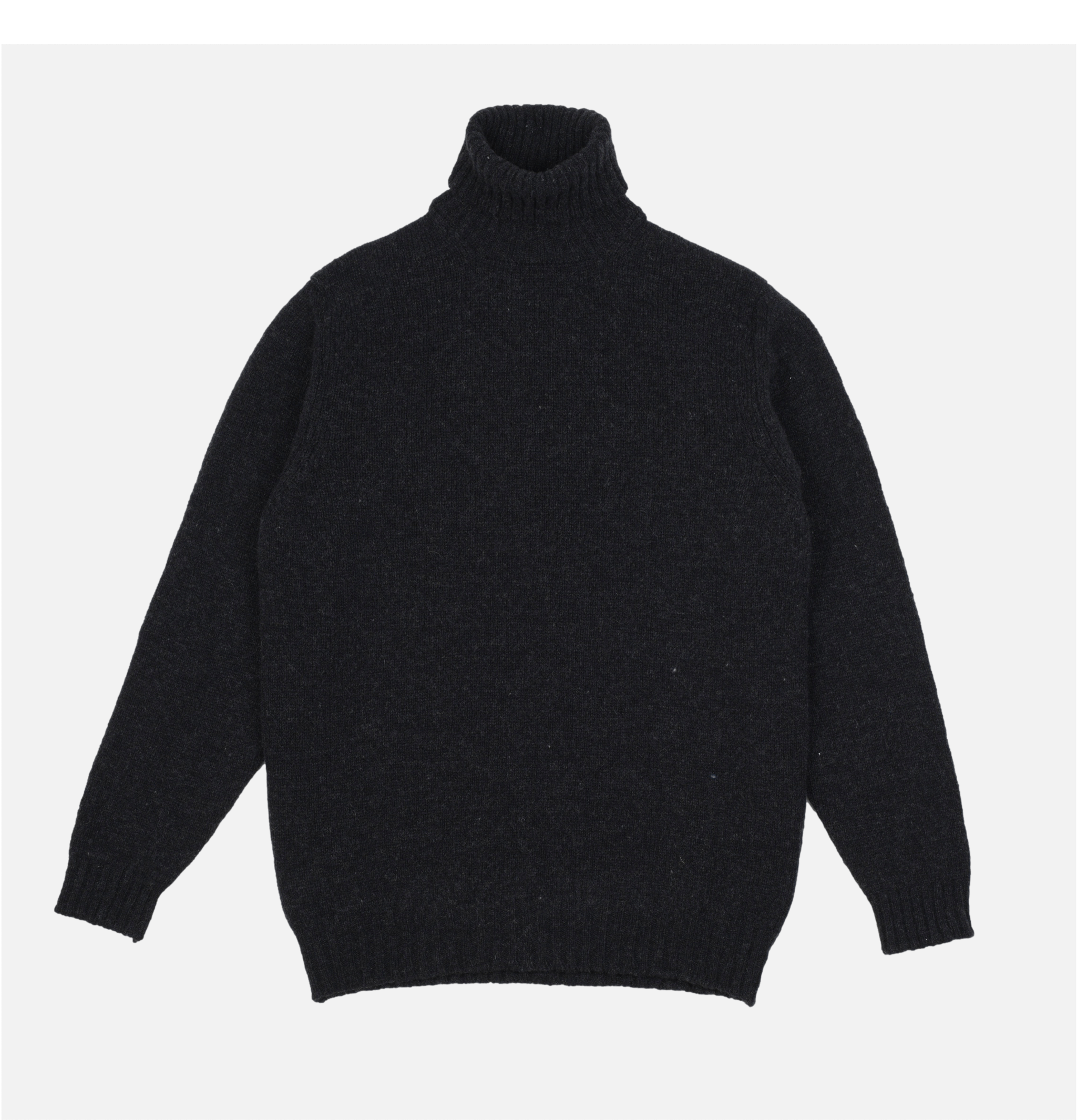 William Lockie Aryan Charcoal roll-neck sweater.
