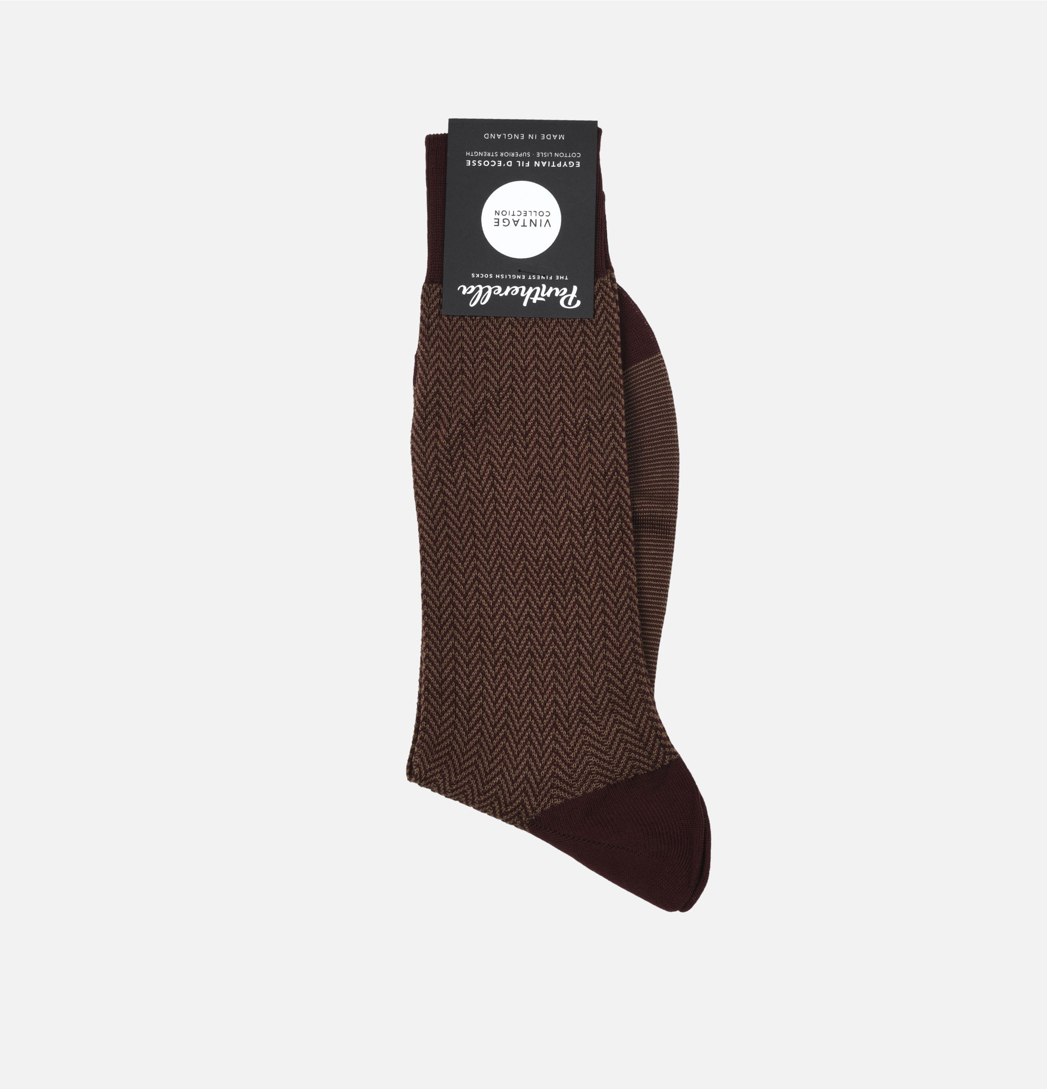 Chaussettes Pantherella Herringbone Fabian Burgundy