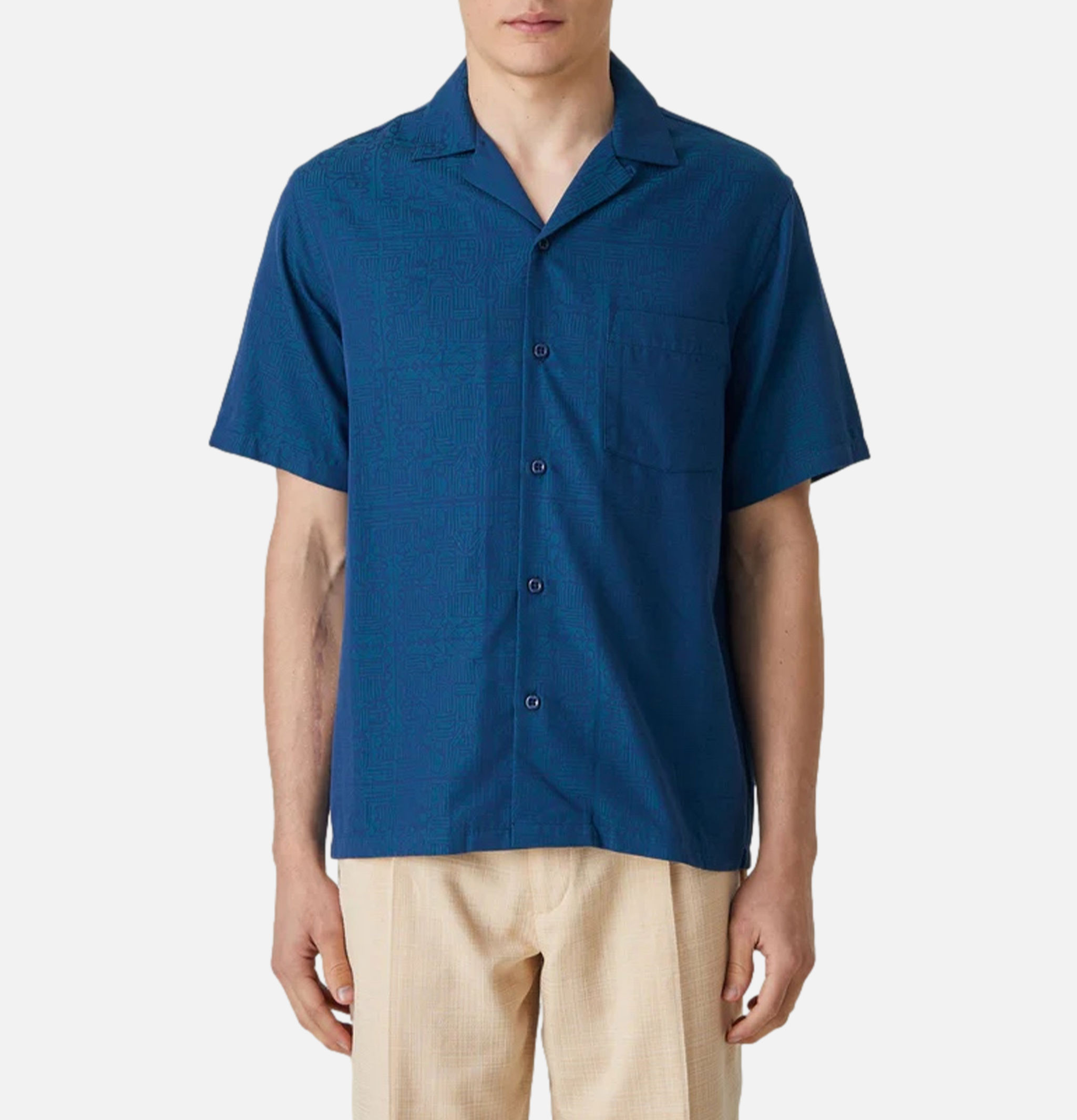 Portuguese Flannel Chemise Message Bleu