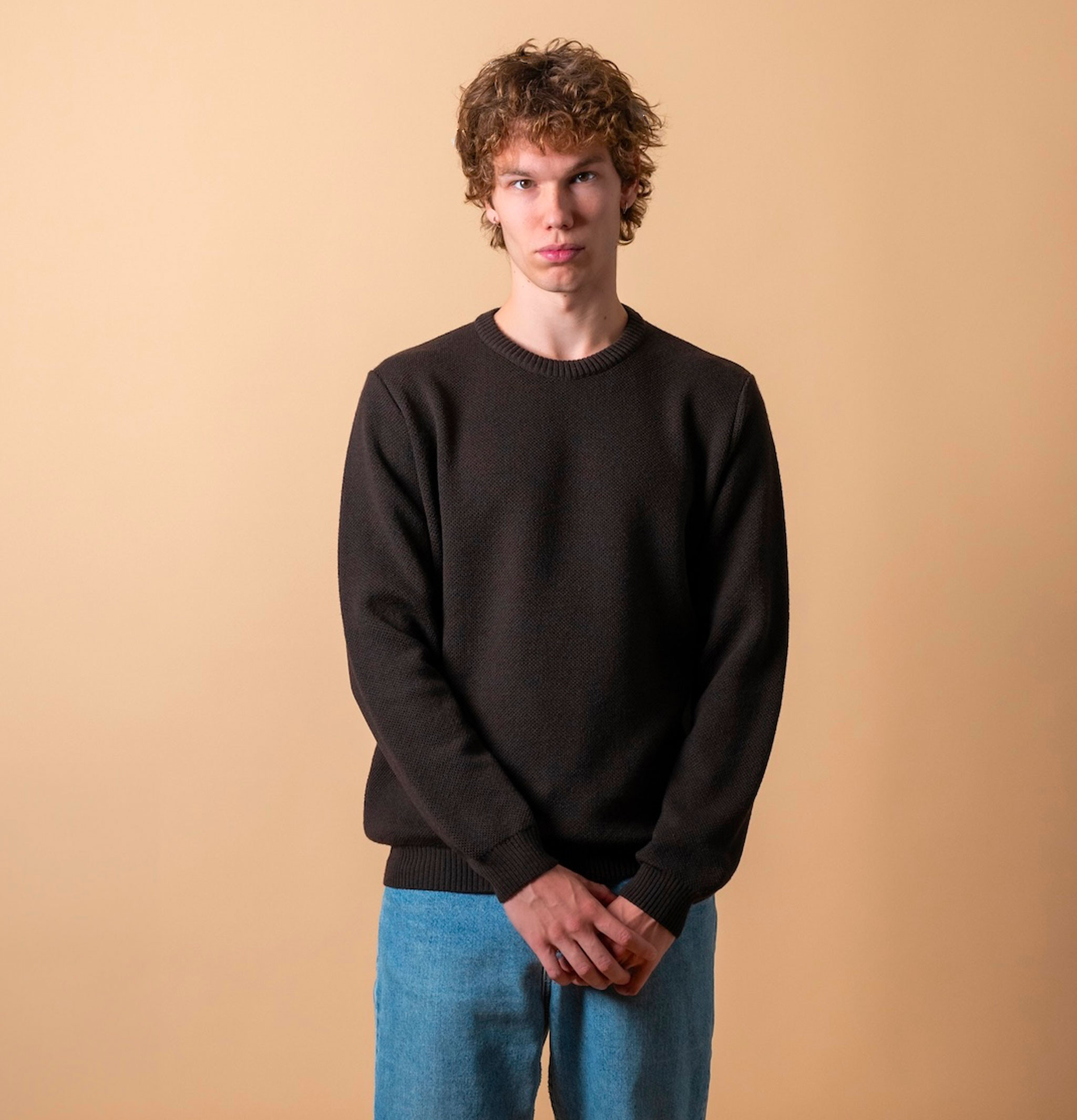 Nitto Knitwear Pull Youri Col Rond Marron