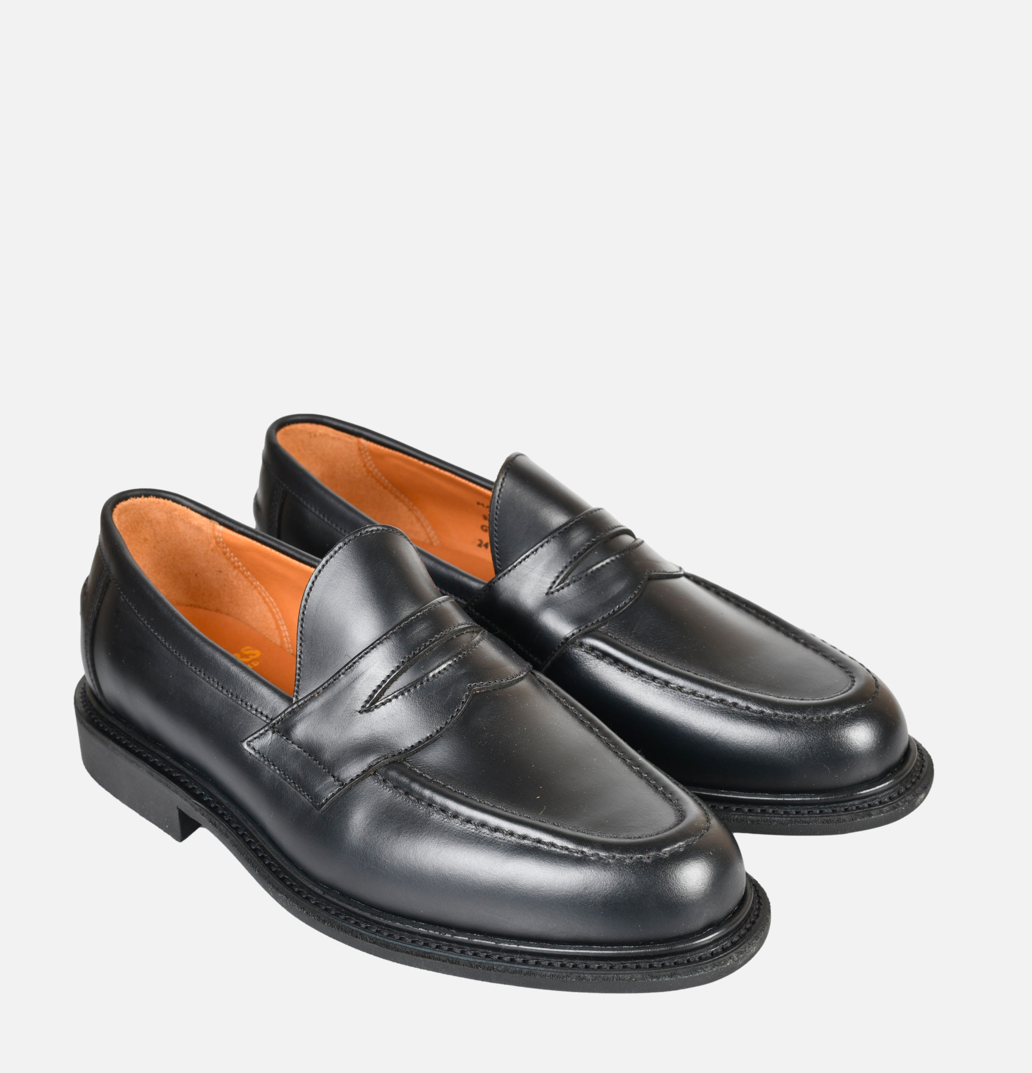 Sanders Moccasins Leather Pull Up Penny Noir