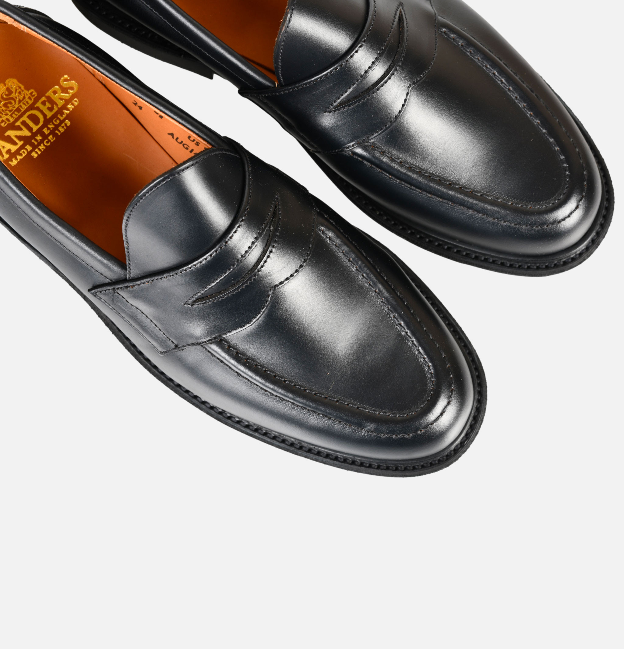 Sanders Moccasins Leather Pull Up Penny Noir