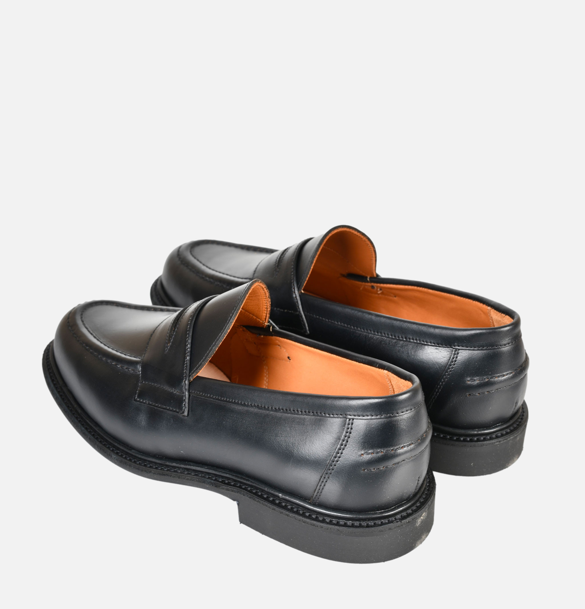 Sanders Moccasins Leather Pull Up Penny Noir