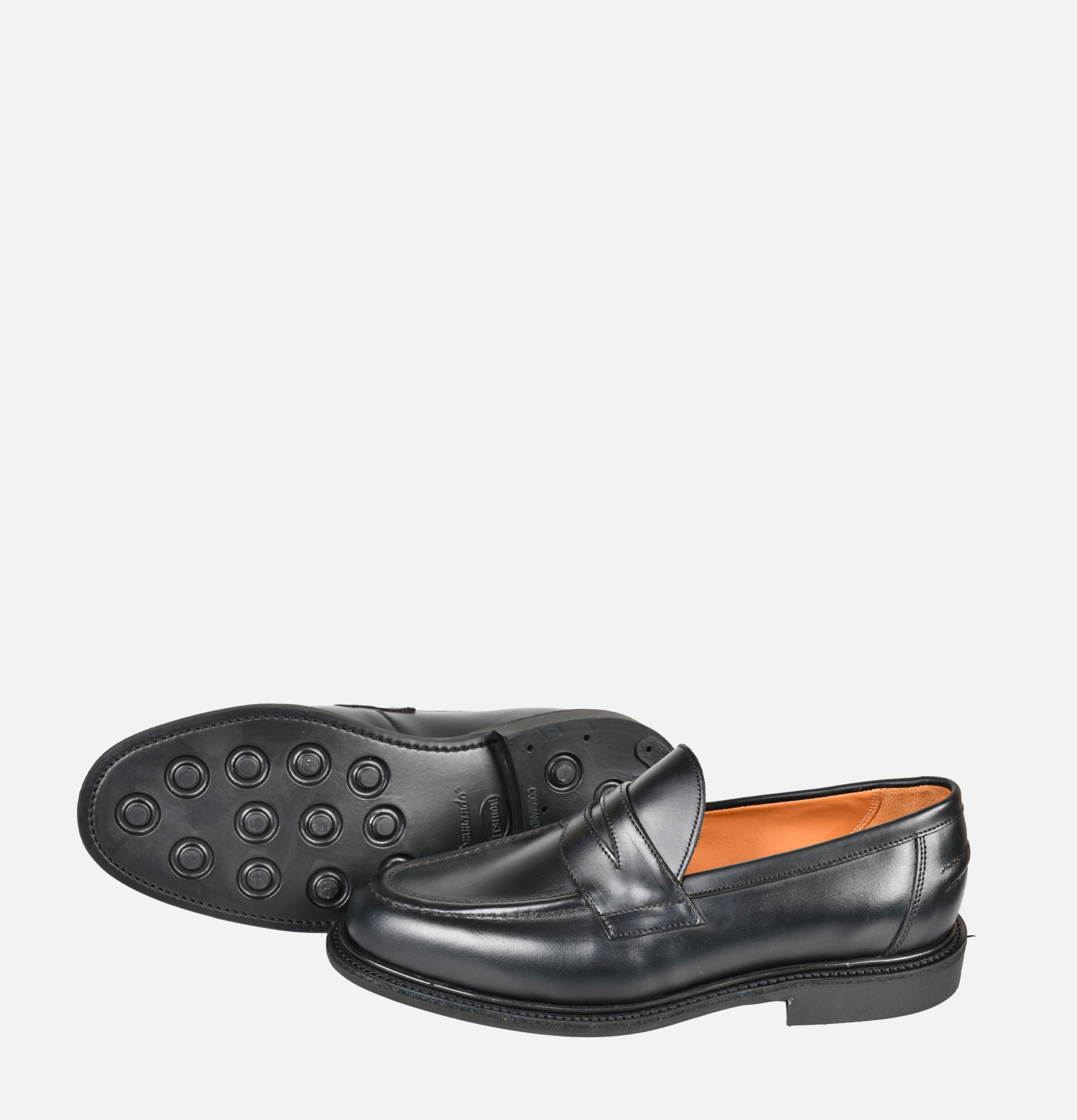 Sanders Moccasins Leather Pull Up Penny Noir