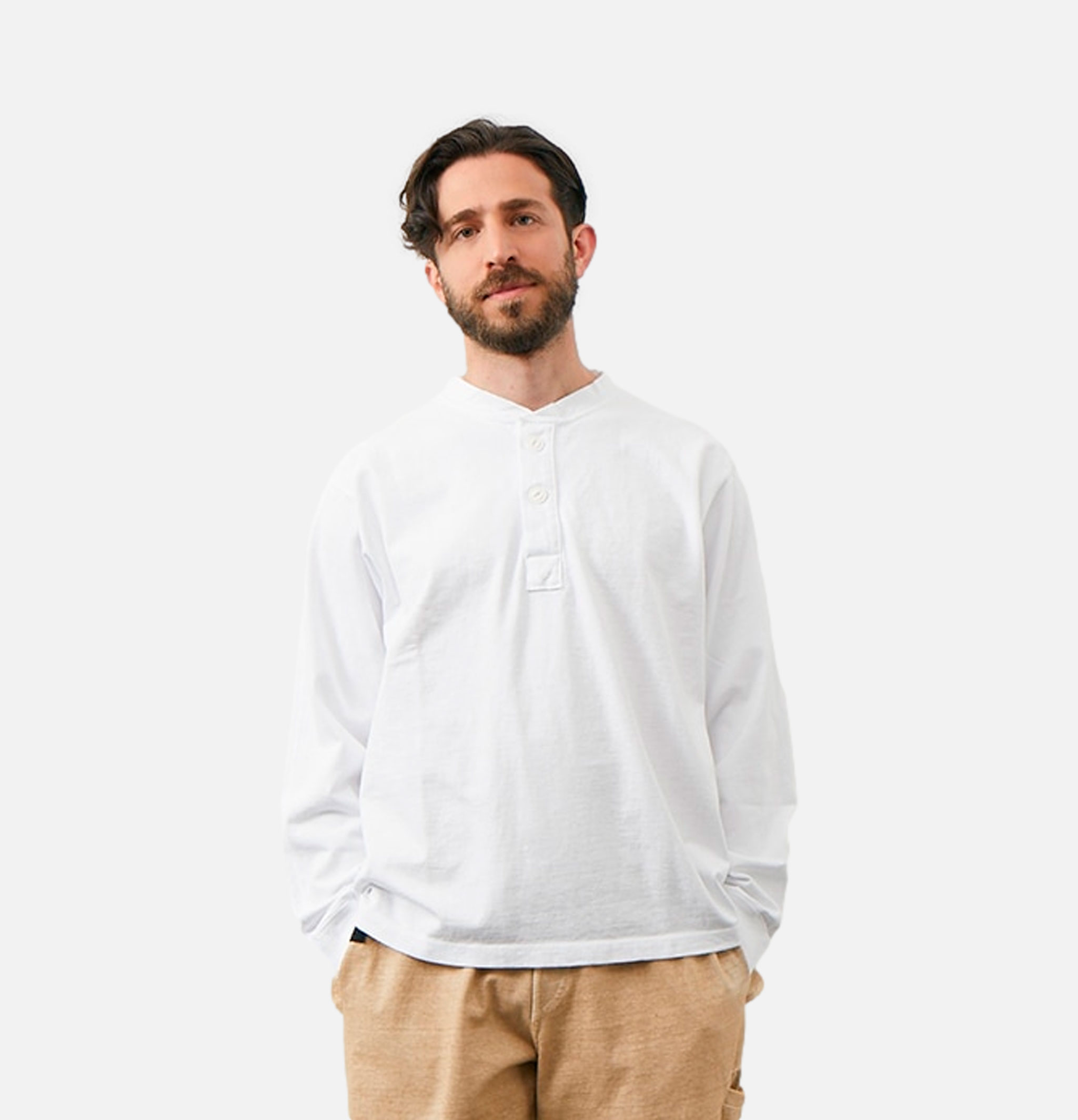 Good On Ls Heavy Henley Tee Blanc