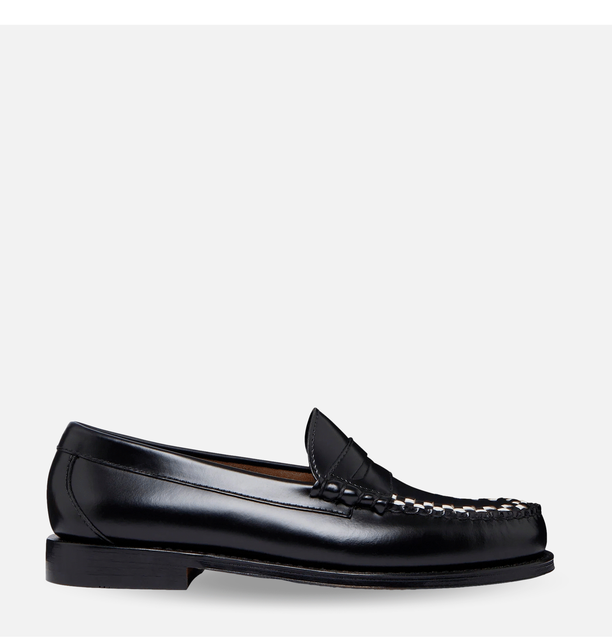 G.H Bass Chaussures Weejuns Weave Penny Loafer Noir et Blanc