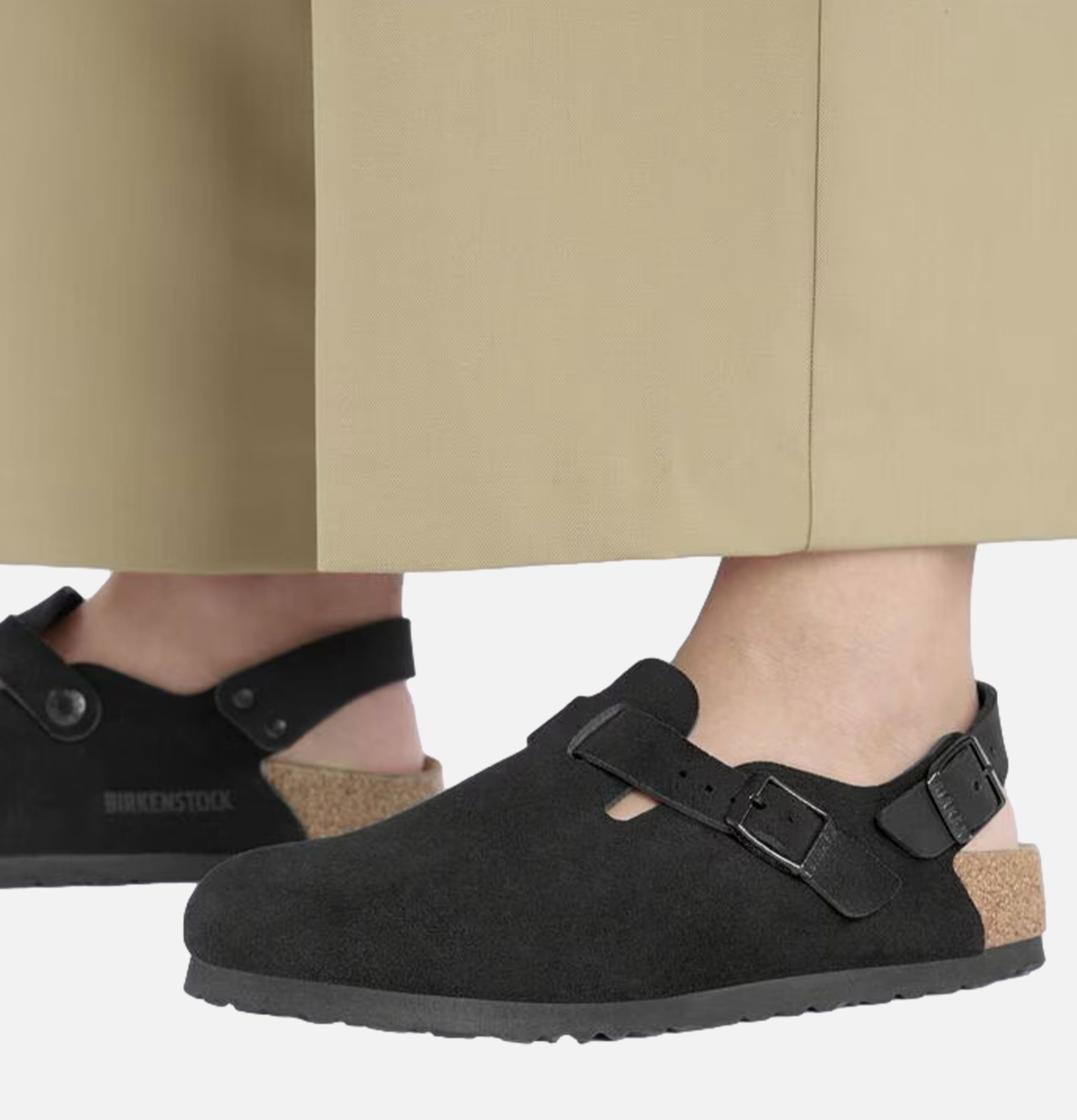 Birkenstock Mules Tokio Noir Suede Étroite