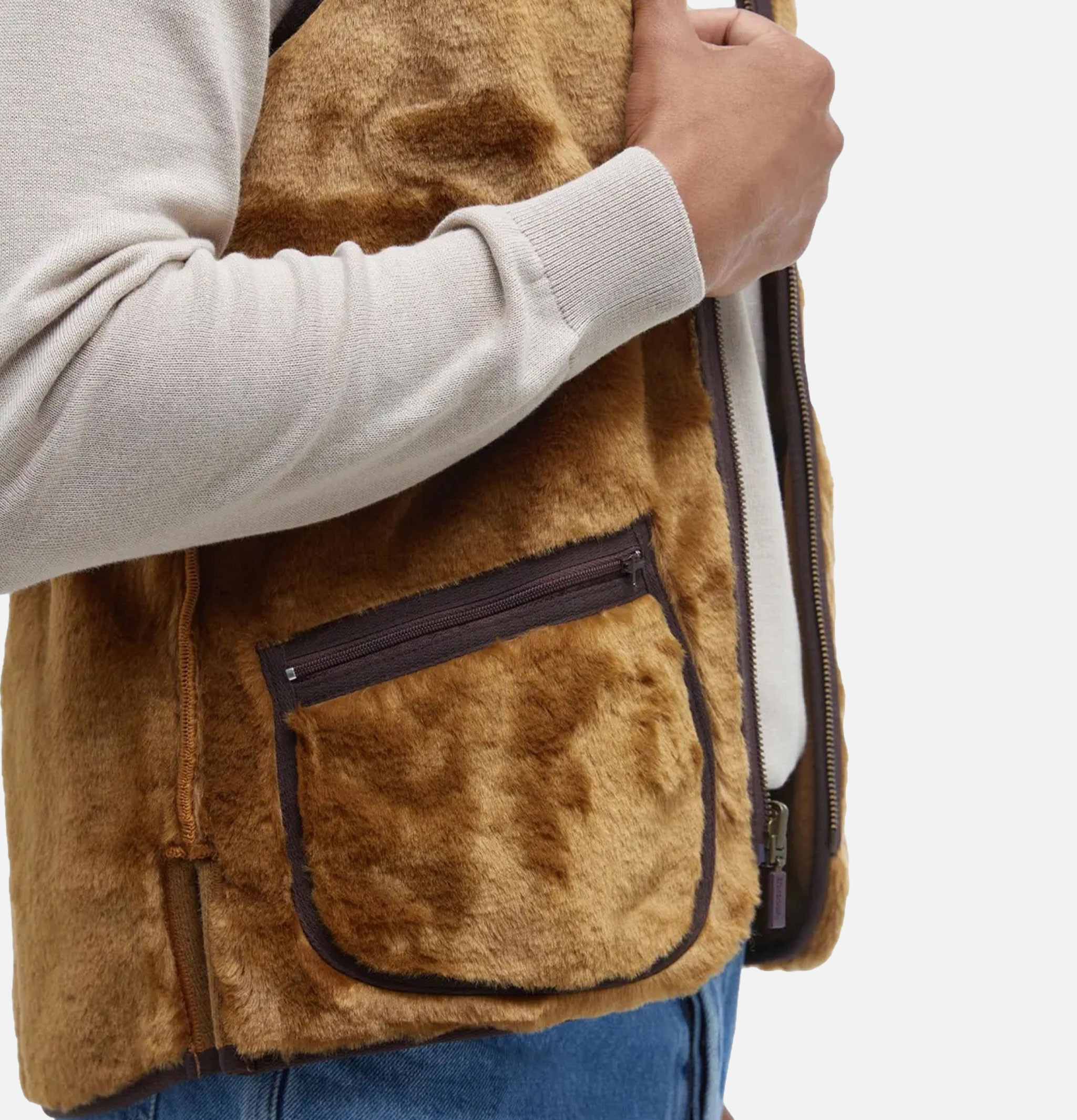 Barbour Gilet Warm Pile Zip In Brown