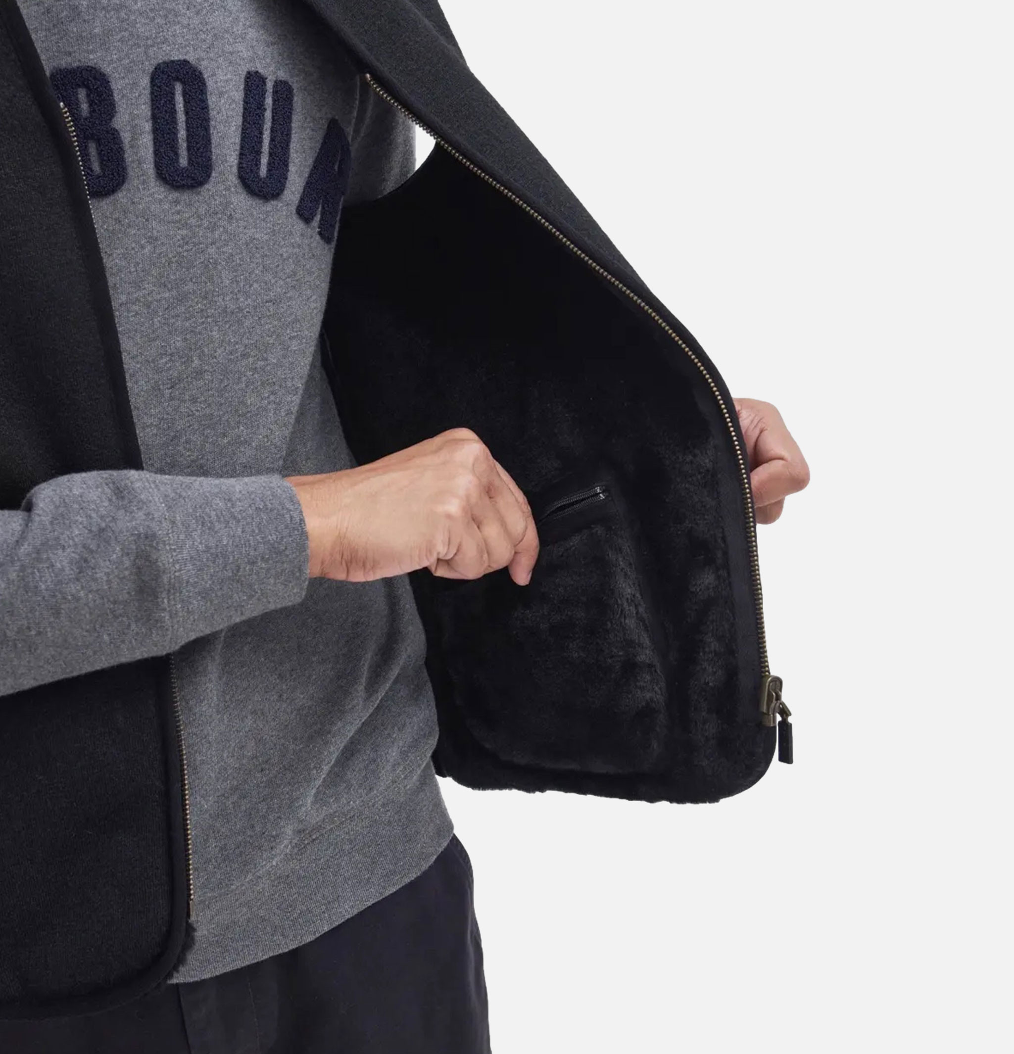 Barbour Warm Pile Zip Vest Black