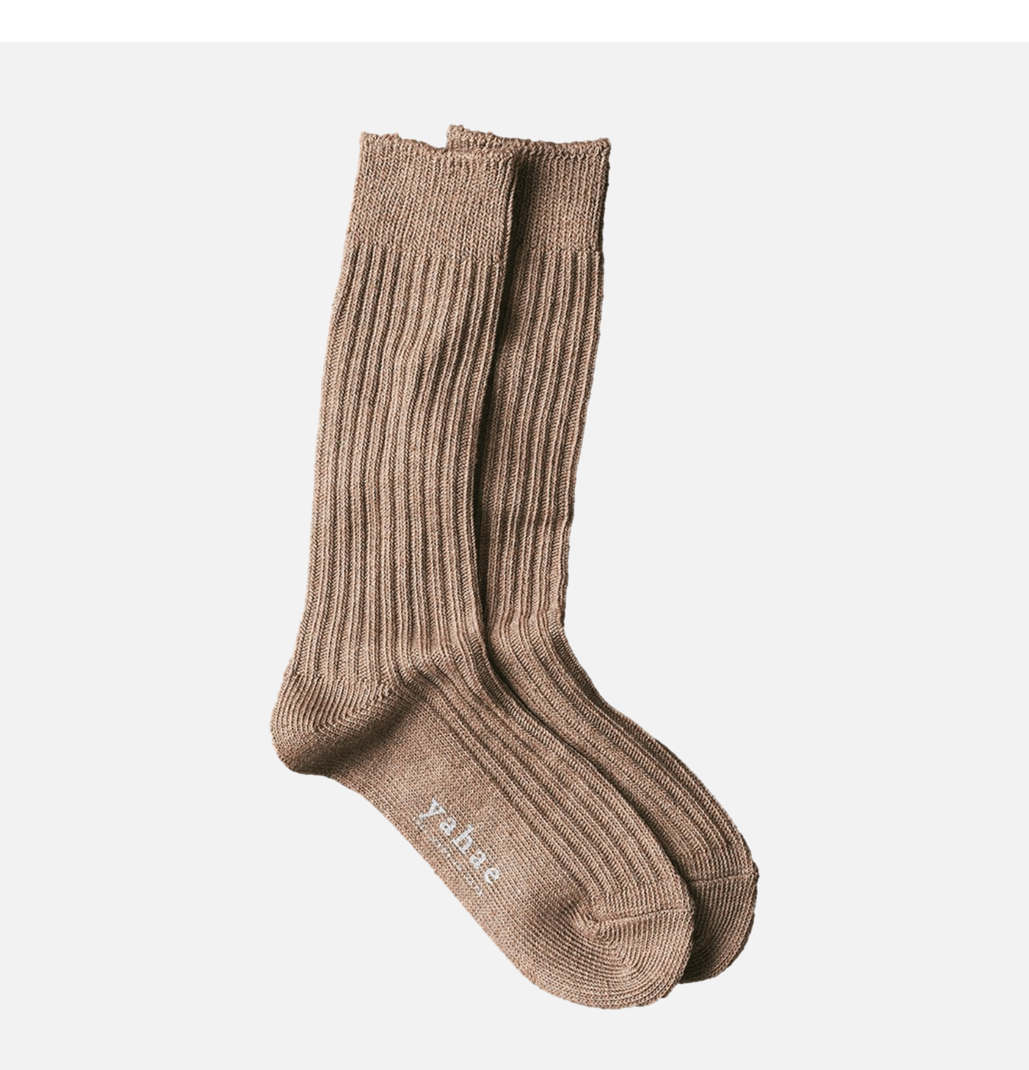 Chaussettes Yahae Japan Yak Ribbed Brown.