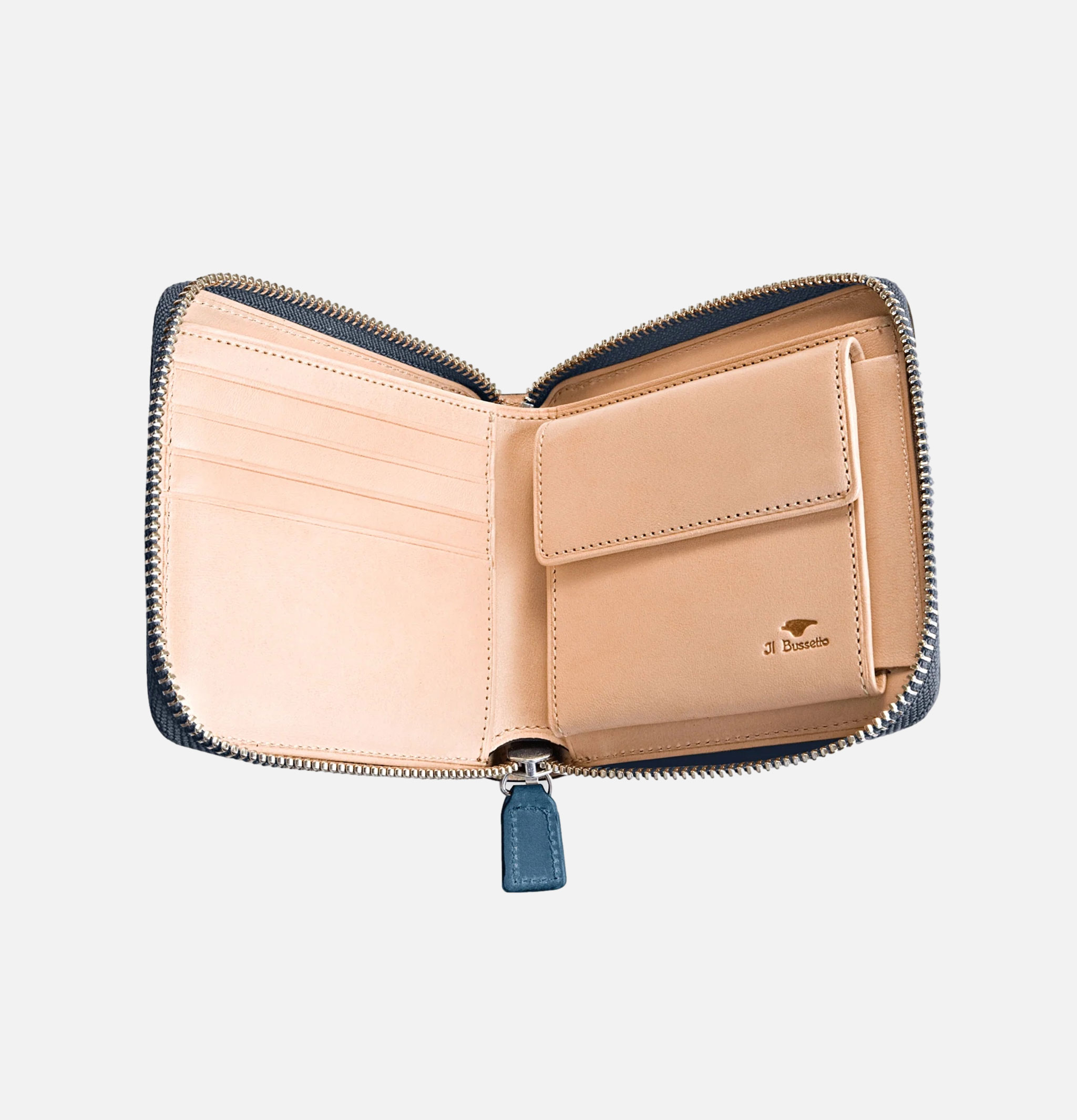 Portefeuille zippé en cuir de Il Bussetto.