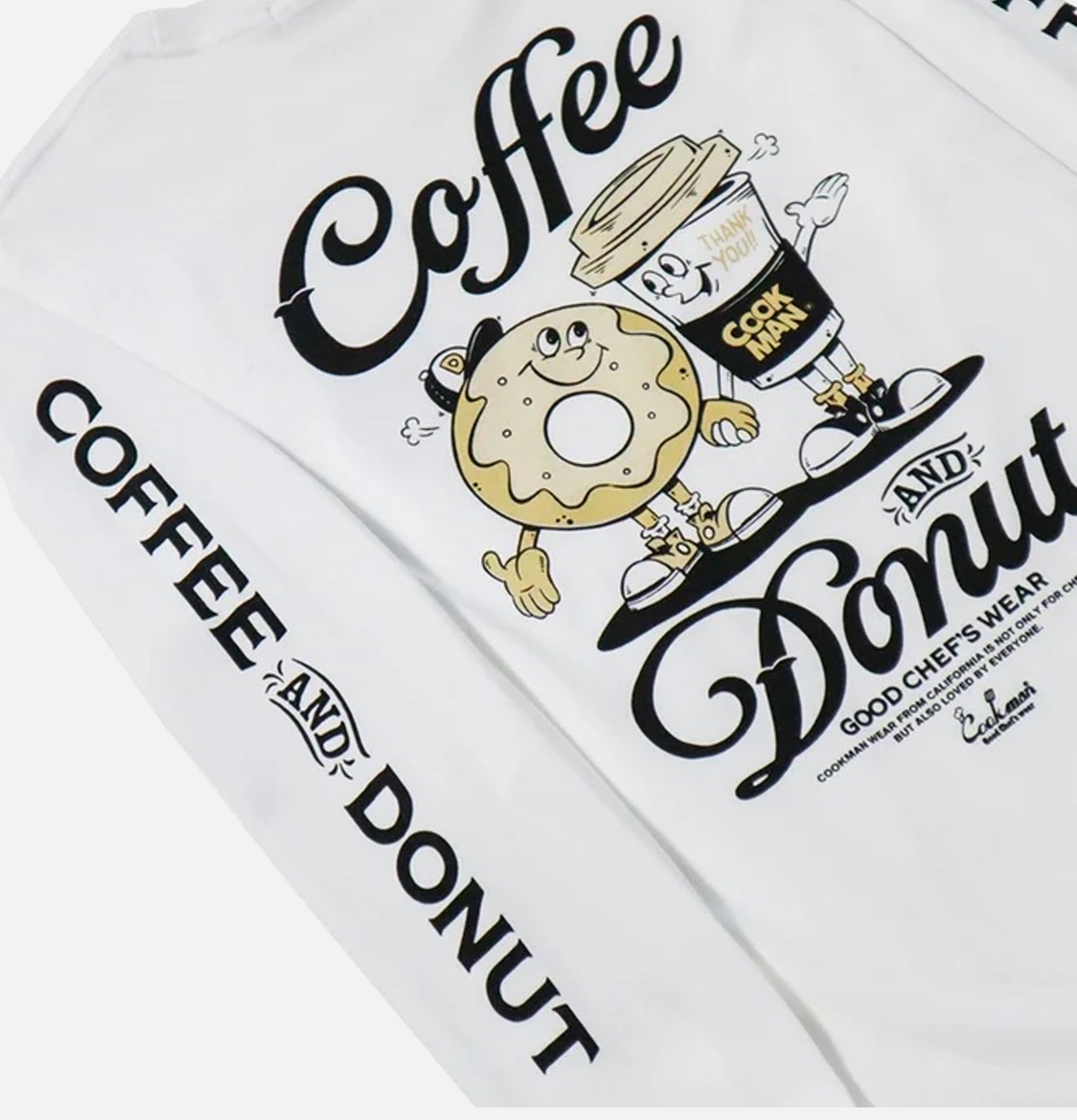 Cookman Tee Ls Coffee Donut White
