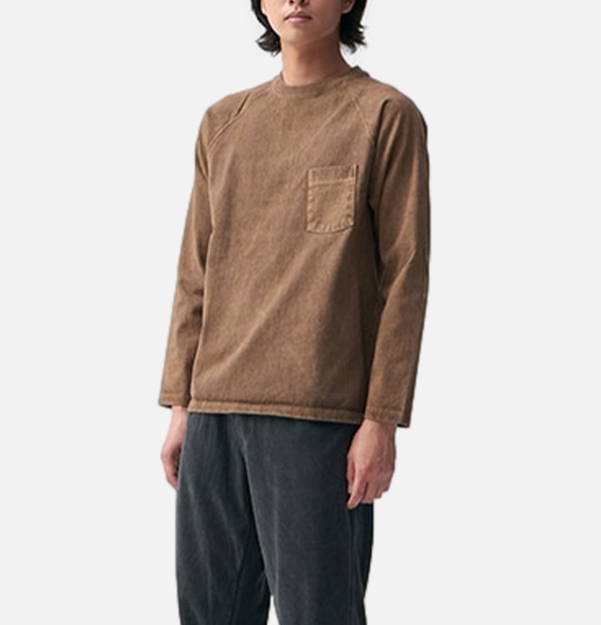 Good On Japan Ls Heavy Raglan Pocket Tee Brown