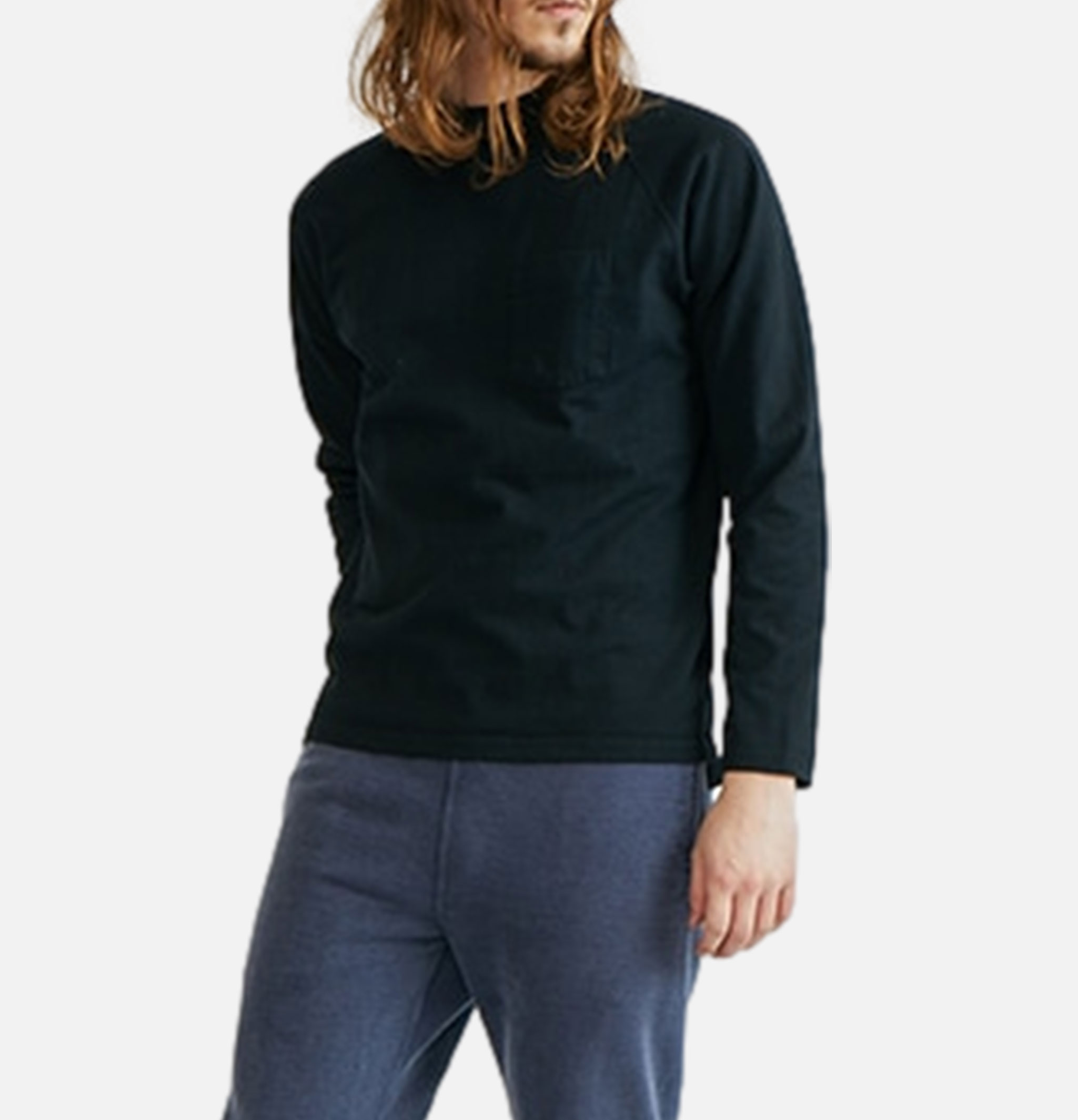 Good On Japan Ls Heavy Raglan Pocket Tee Black