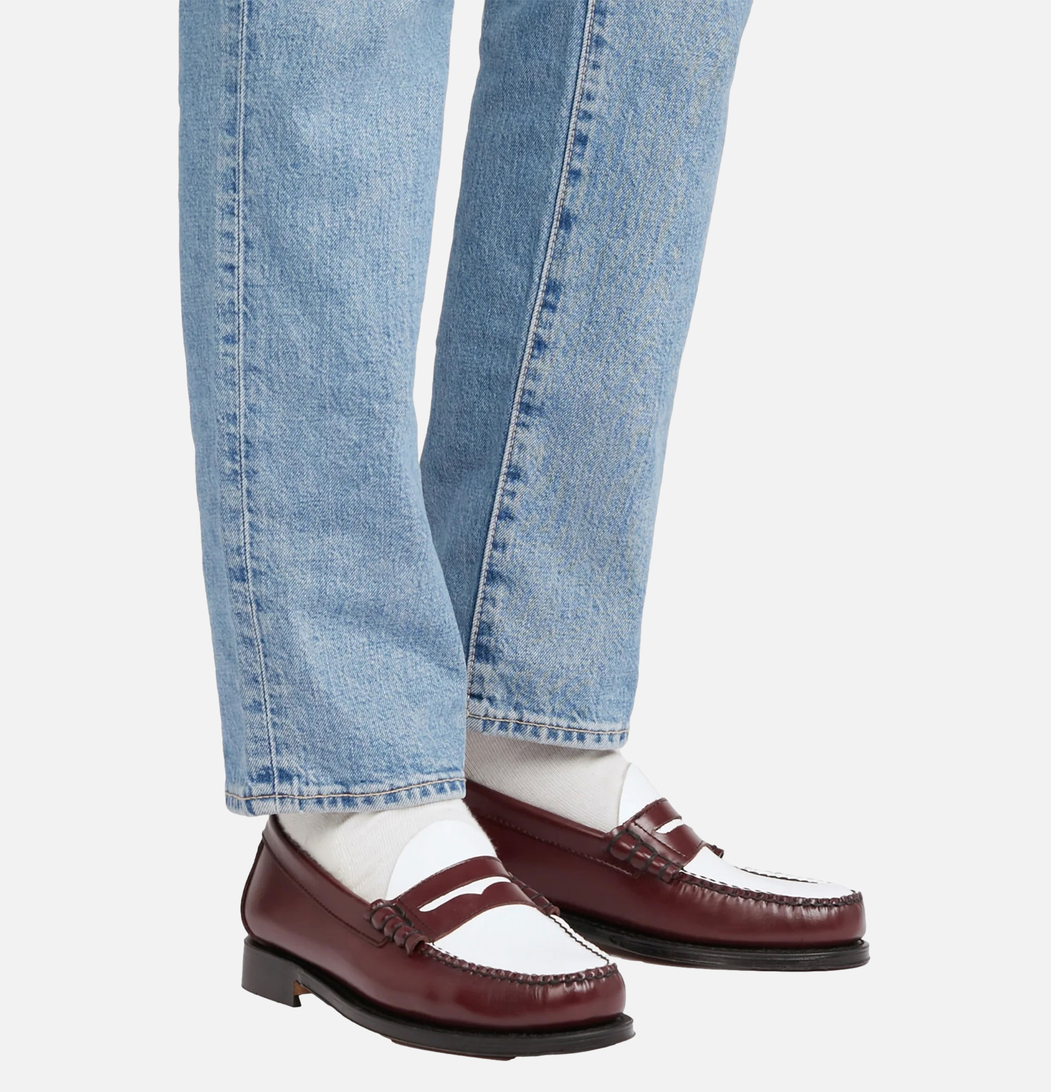 G.H. Bass Weejuns Larson Penny Loafers Wine & White