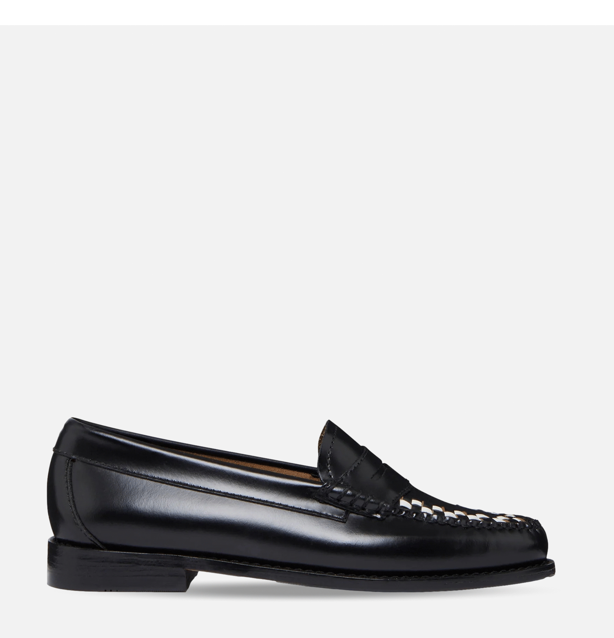 Mocassins Femme G.H Bass Weejuns Weave Penny Loafer Noir et Blanc