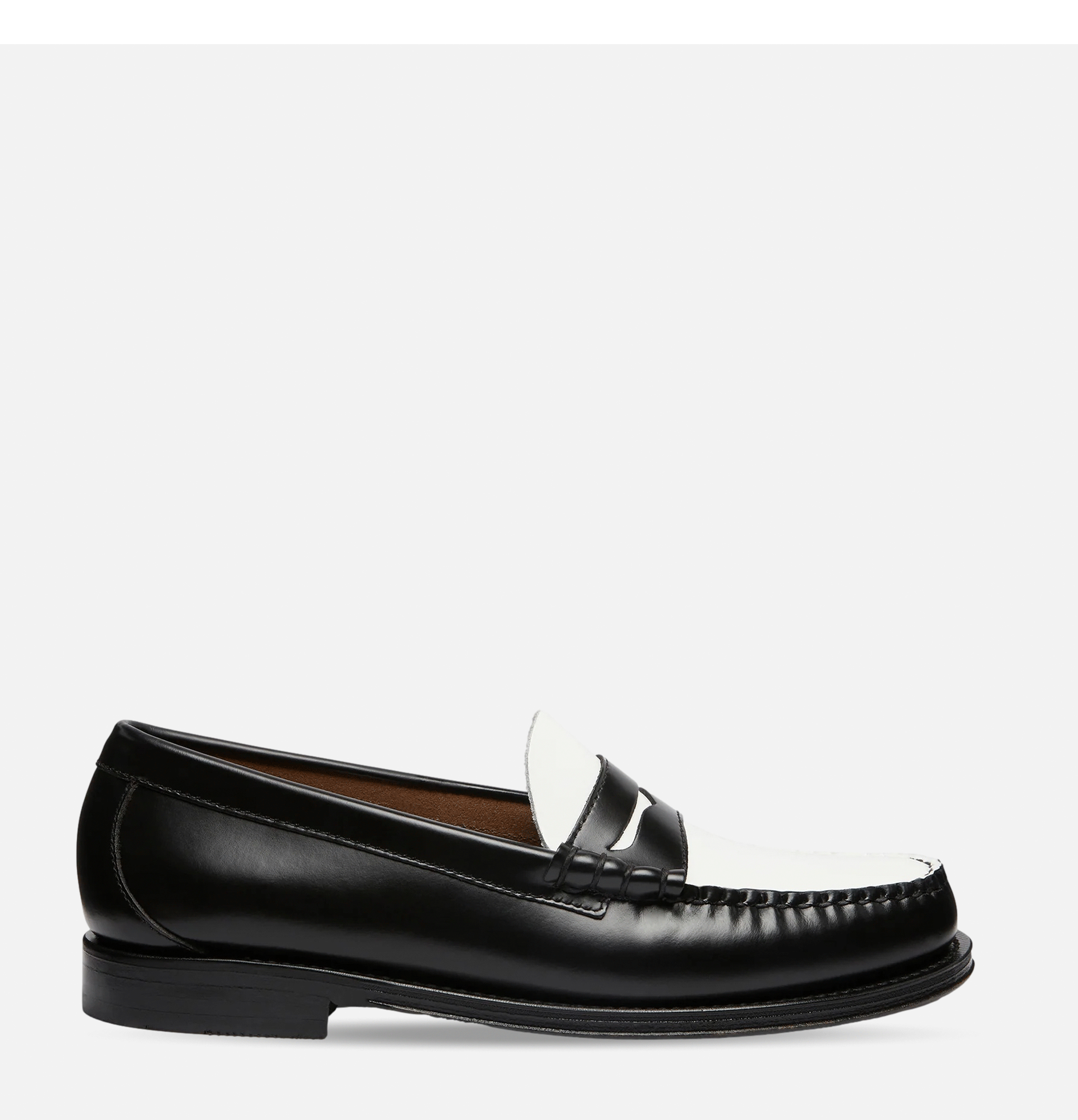 GH Bass Weejuns Penny Loafers Cuir noir et blanc