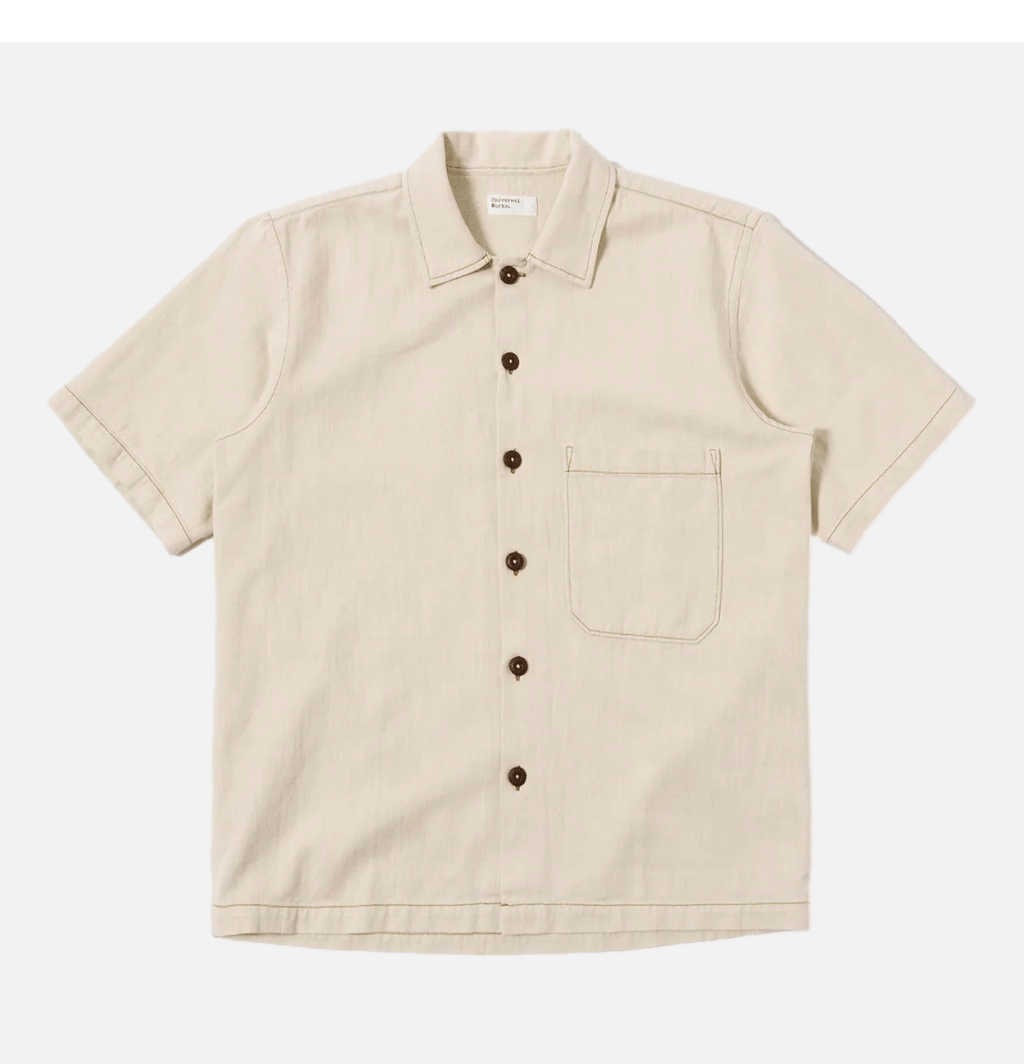 Universal Works S/s Fatigue Shirt Koko Ecru