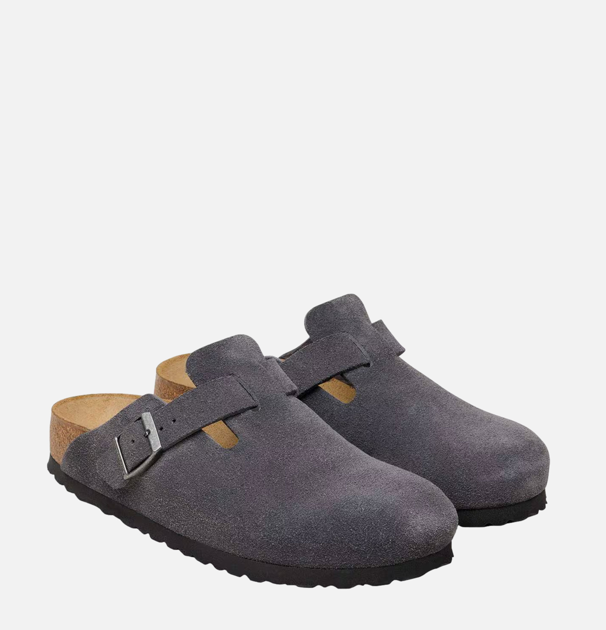 Birkenstock Boston Soft Bed Narrow Suede Charcoal