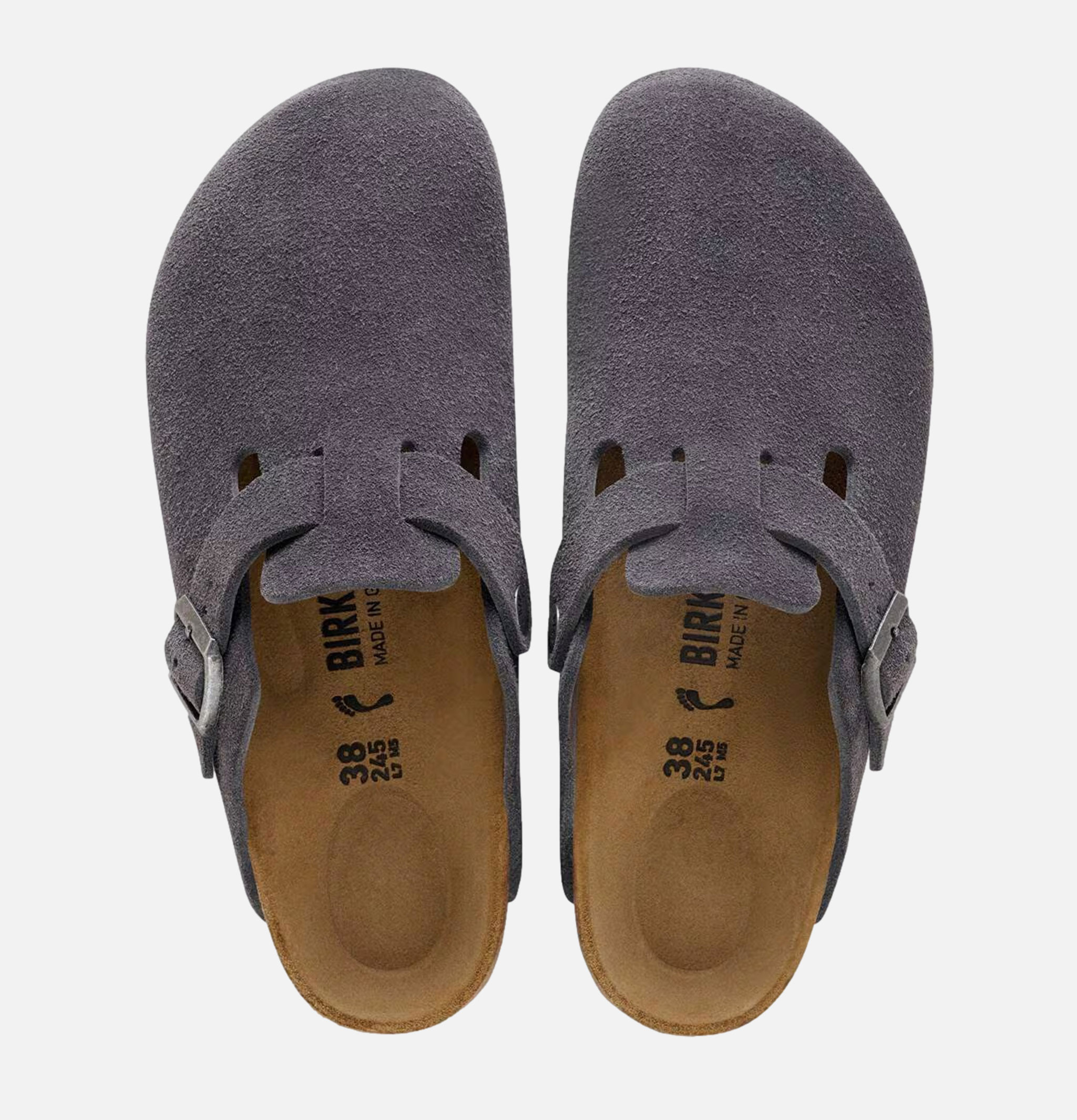 Birkenstock Boston Soft Bed Narrow Suede Charcoal