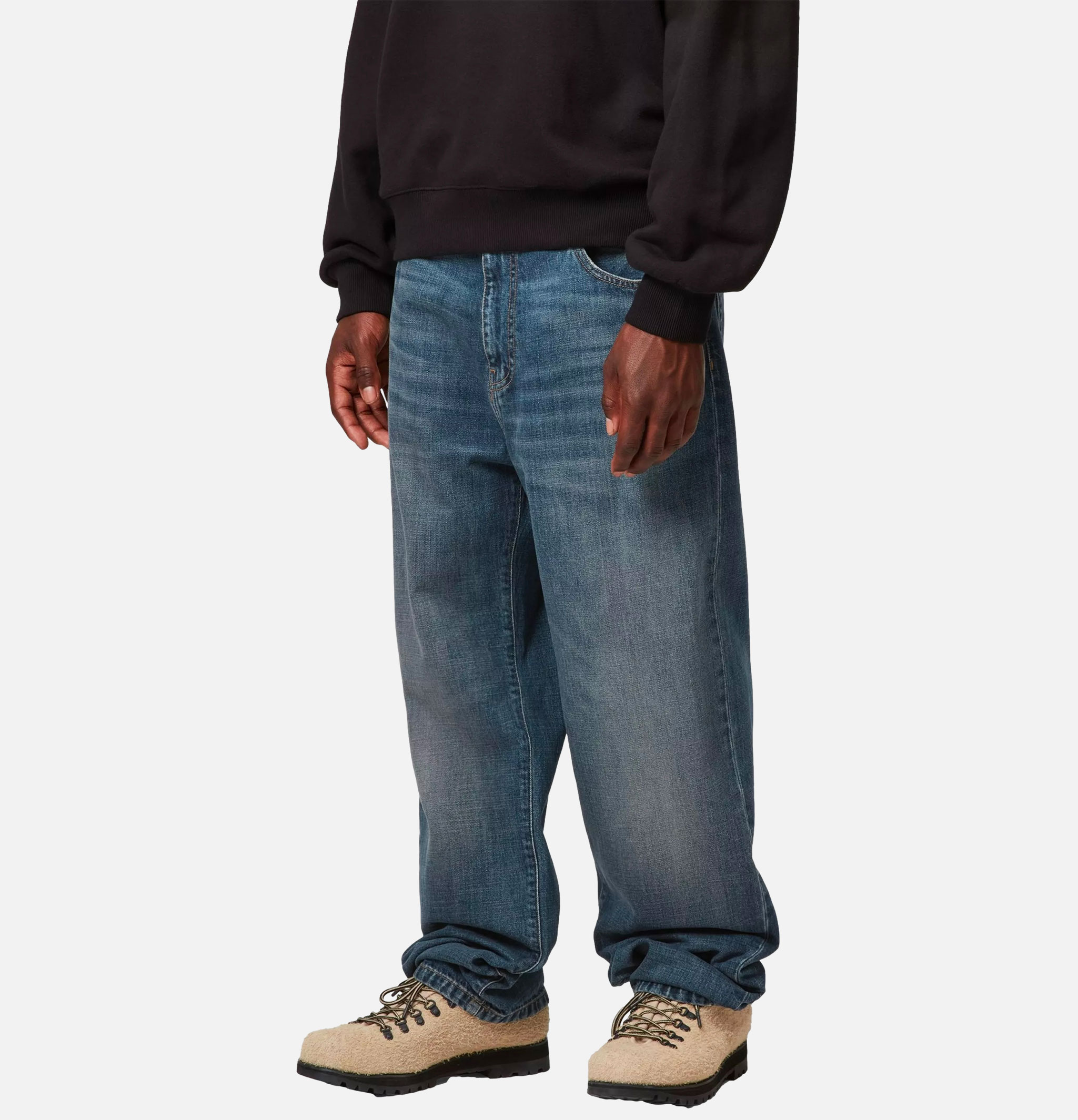 Pantalon Carhartt WIP Aaront Bleu Foncé Usé