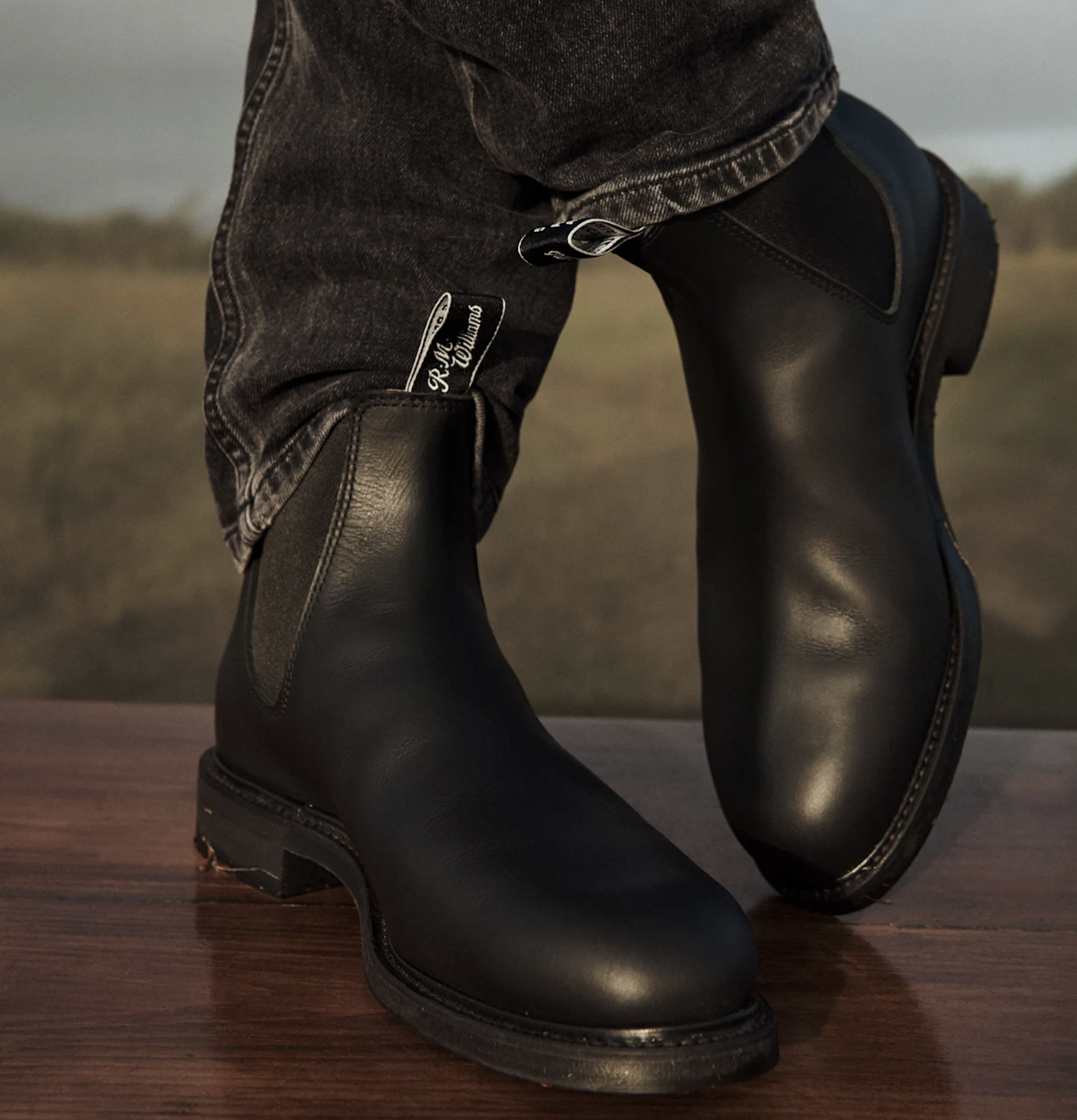 R.M. Williams Gardener Boots Black Leather.