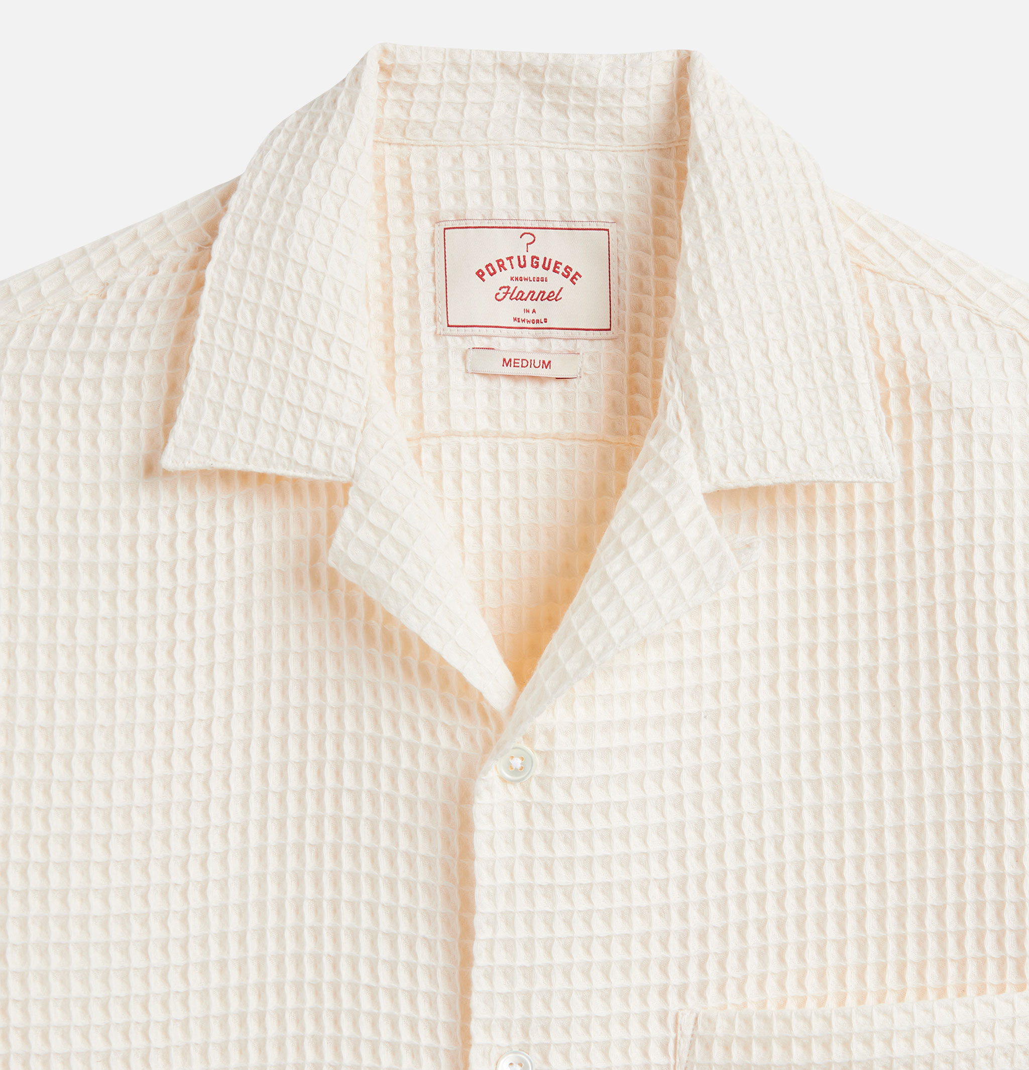 Portuguese Flannel Shirt Honey Comb White