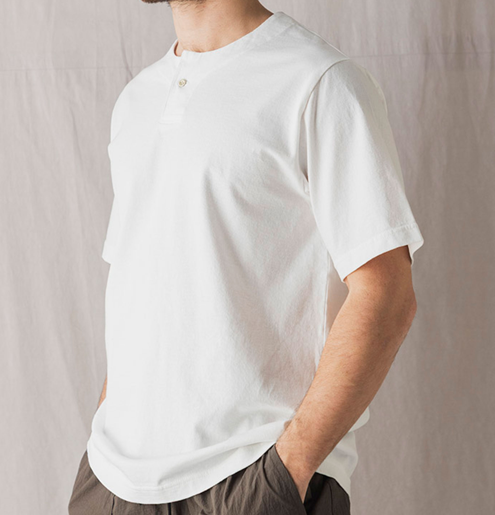 Jackman Henleyneck White T-Shirt