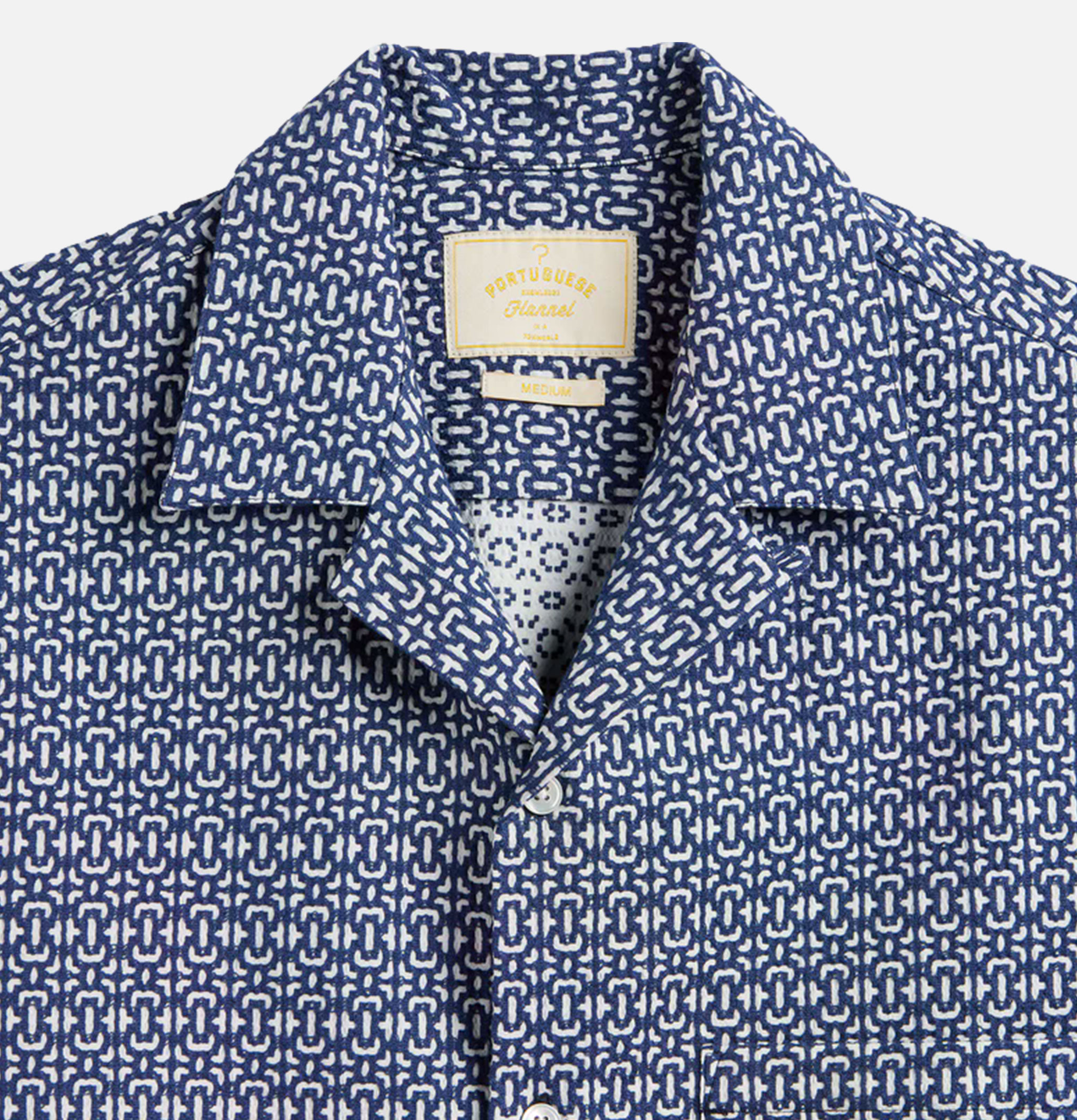 Portuguese Flannel Chemise Abstract Tile Bleu