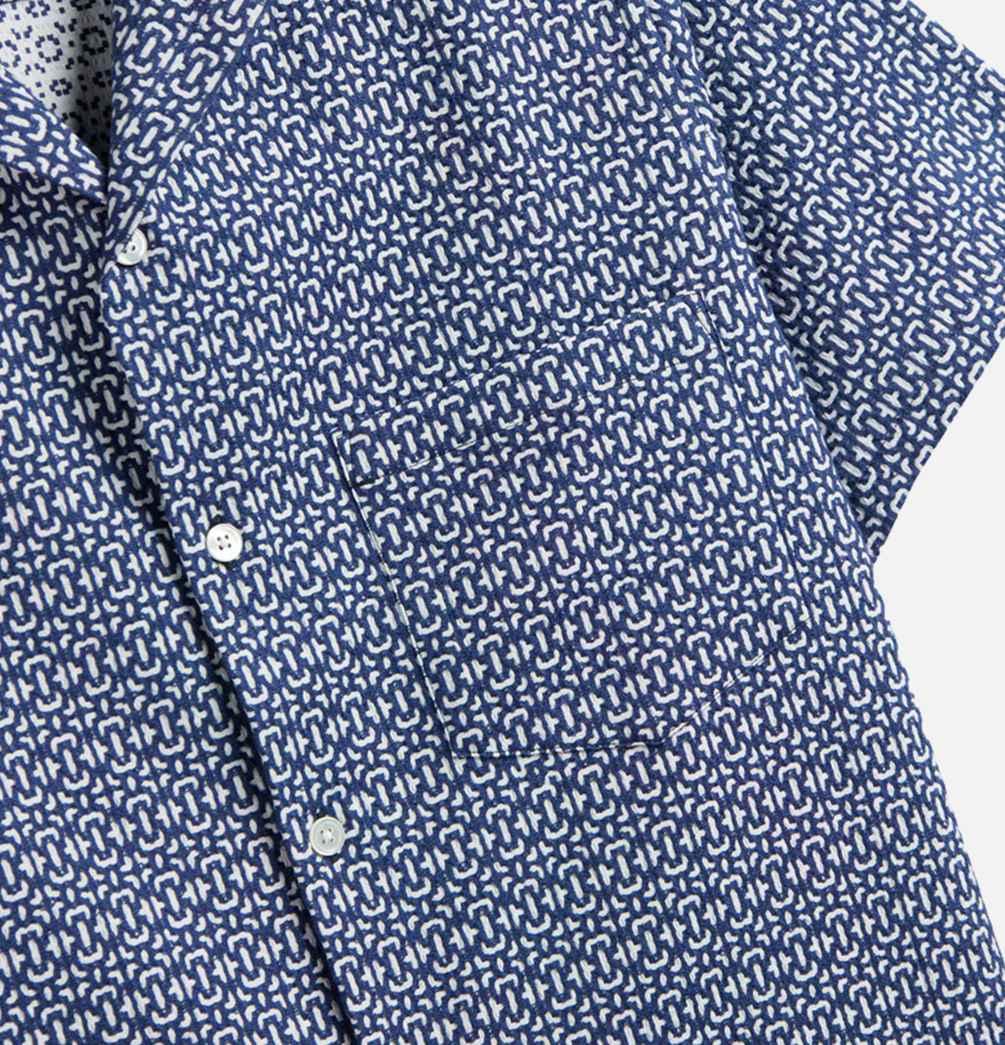Portuguese Flannel Chemise Abstract Tile Bleu