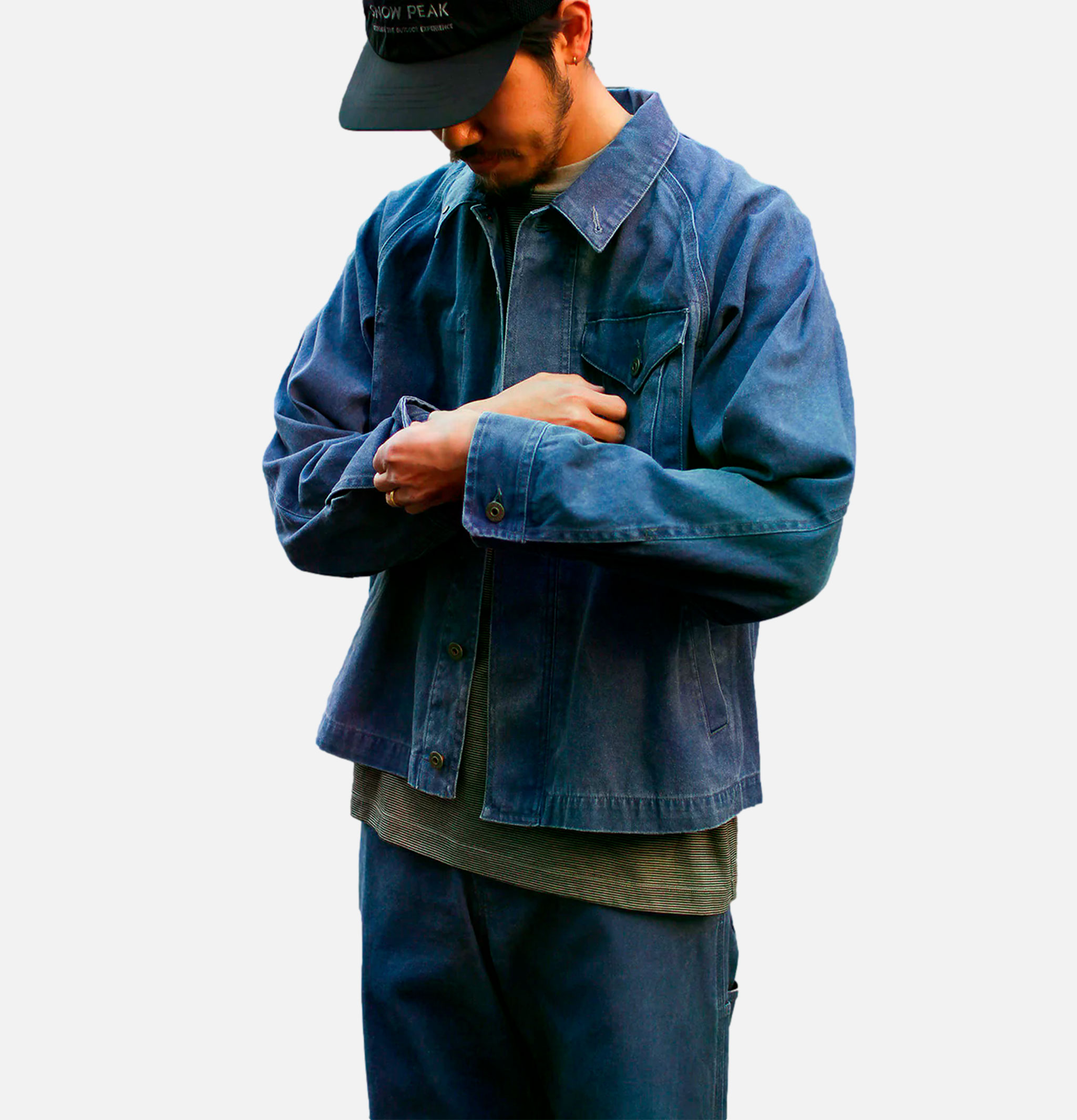 Snow Peak Sulfur Dyed Fade Coverall Blue