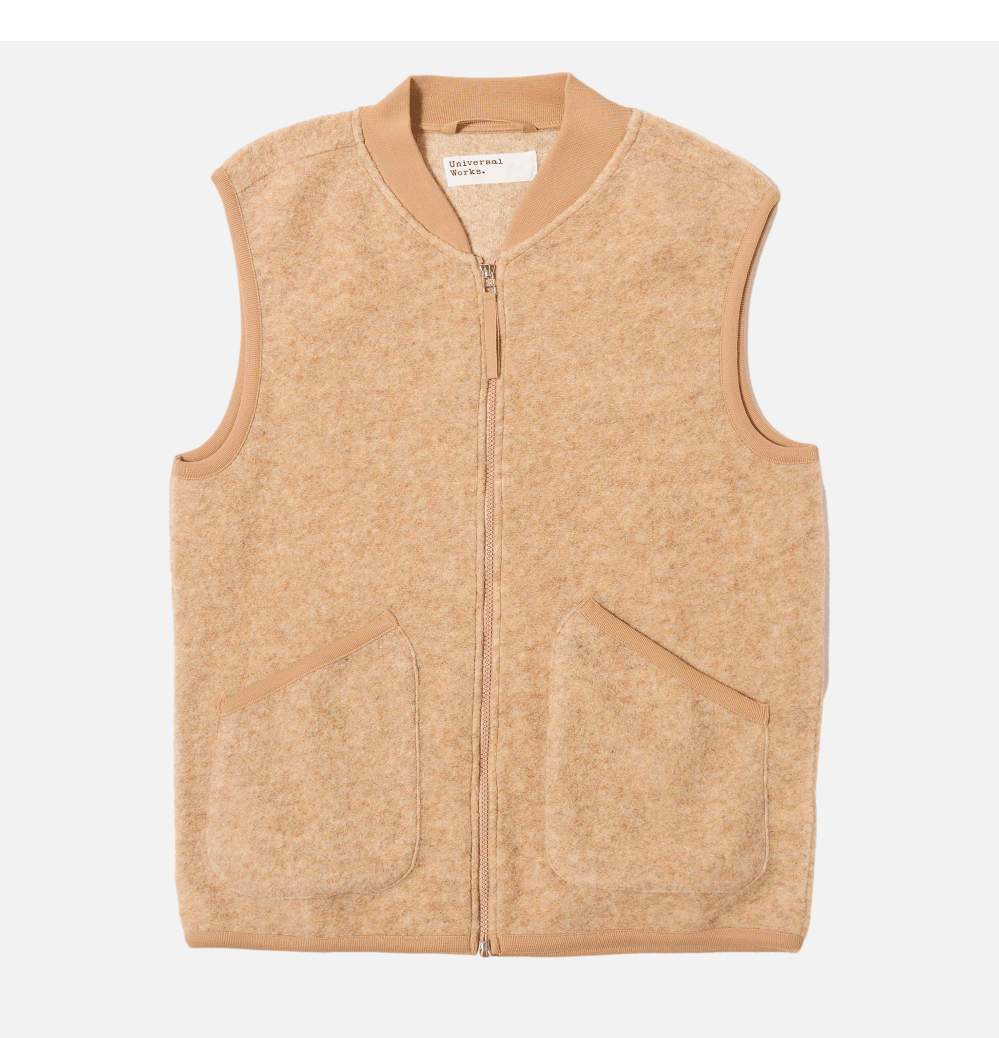 Universal Works Veste Zippé Waist Laine Fawn