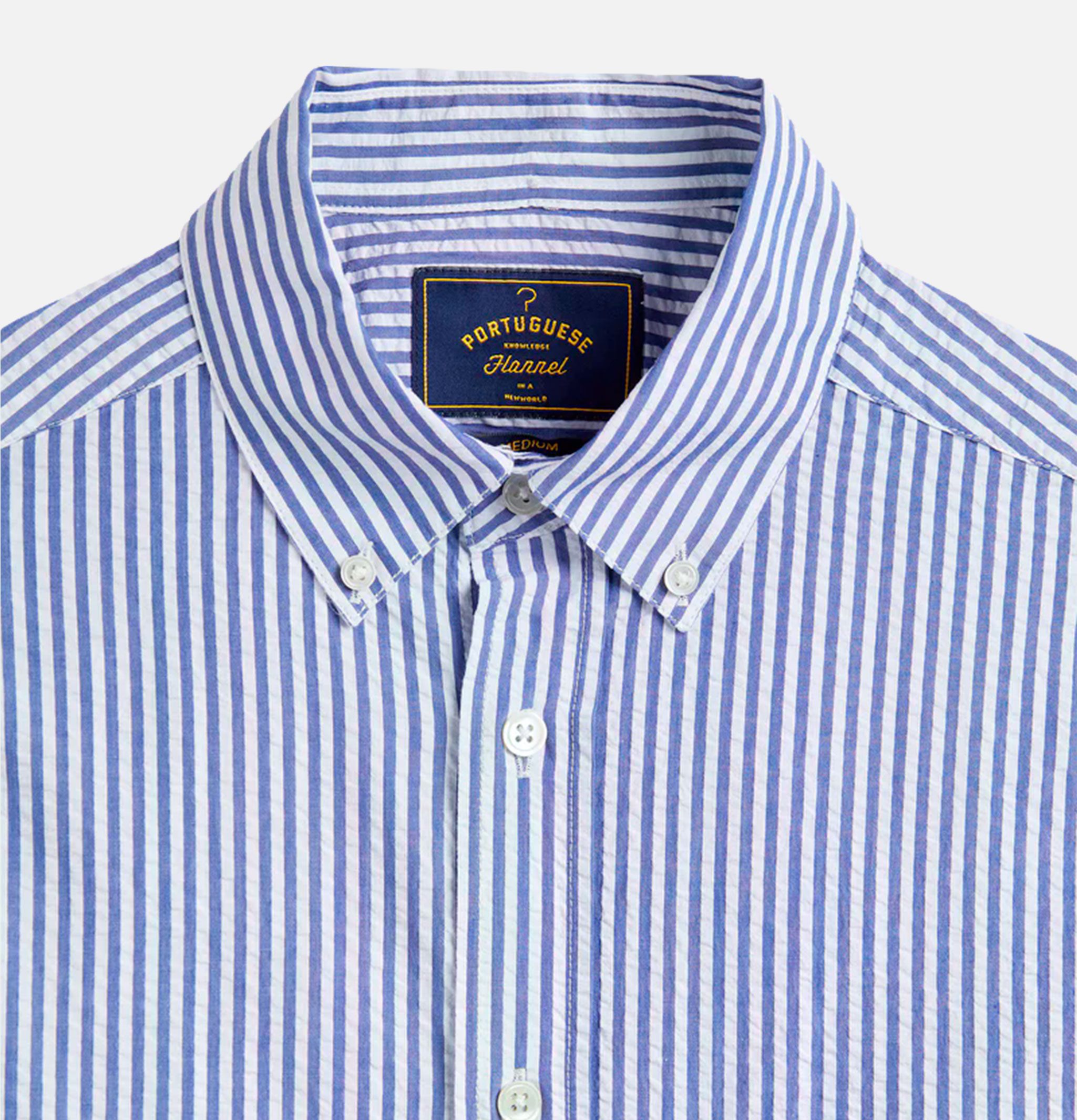 Portuguese Flannel Chemise Atlantico Stripe Bleu