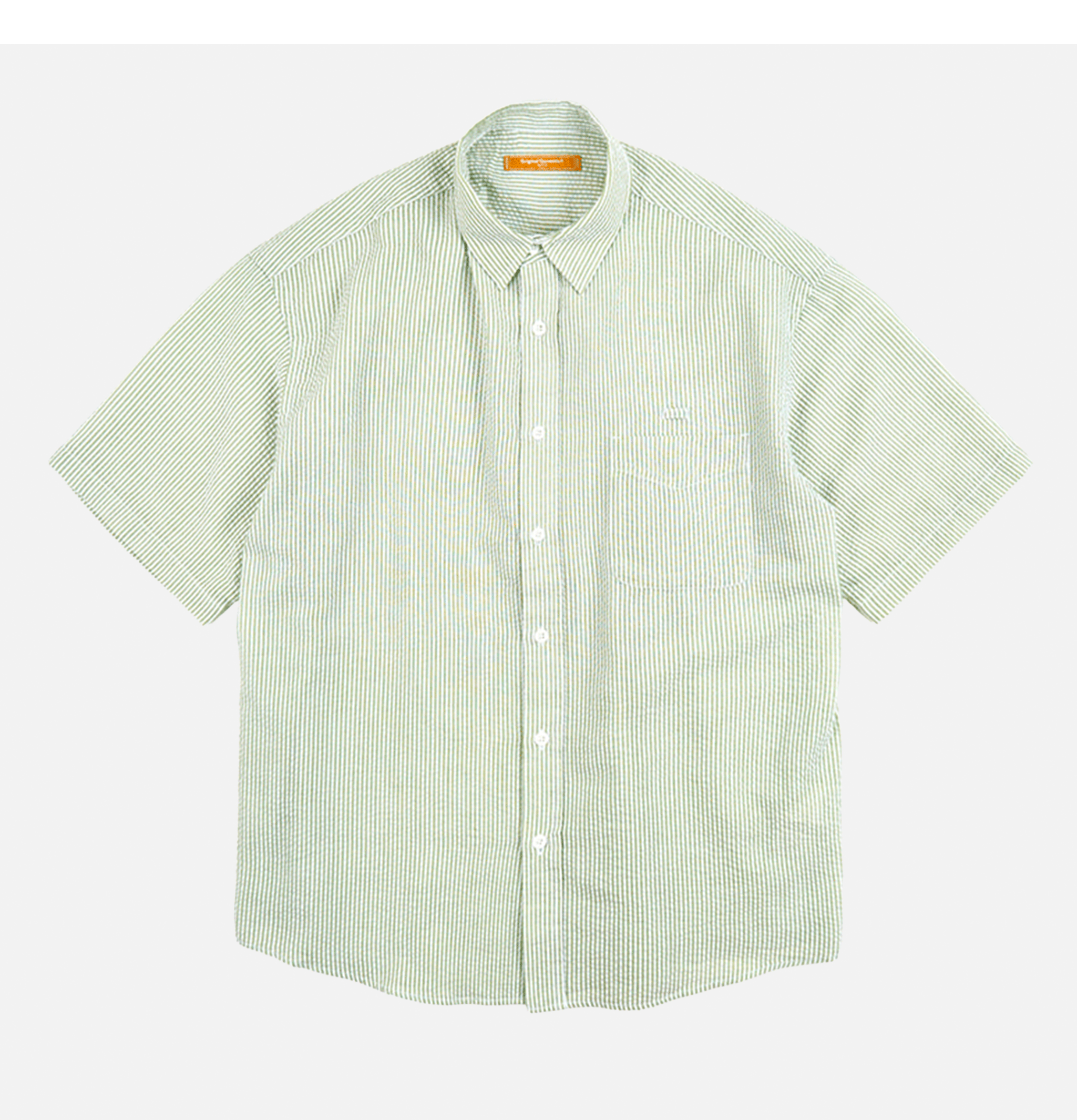 Frizmworks Og Stripe Seersucker Half Shirt in Green