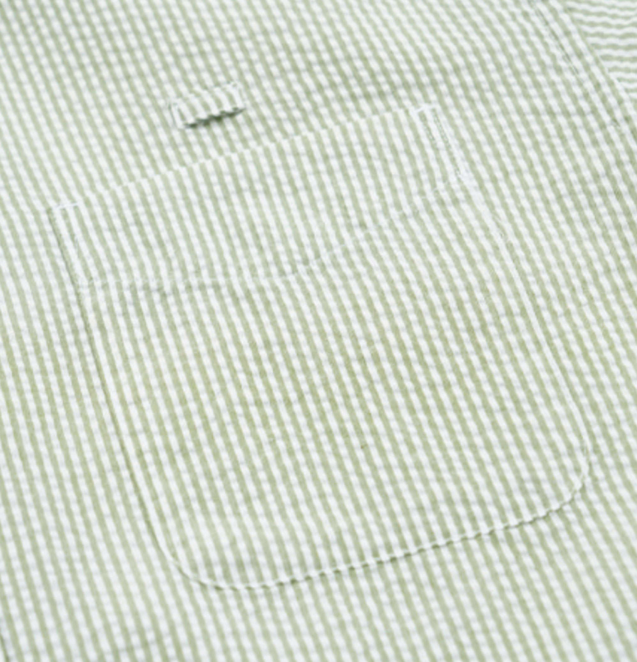 Frizmworks Og Stripe Seersucker Half Shirt in Green