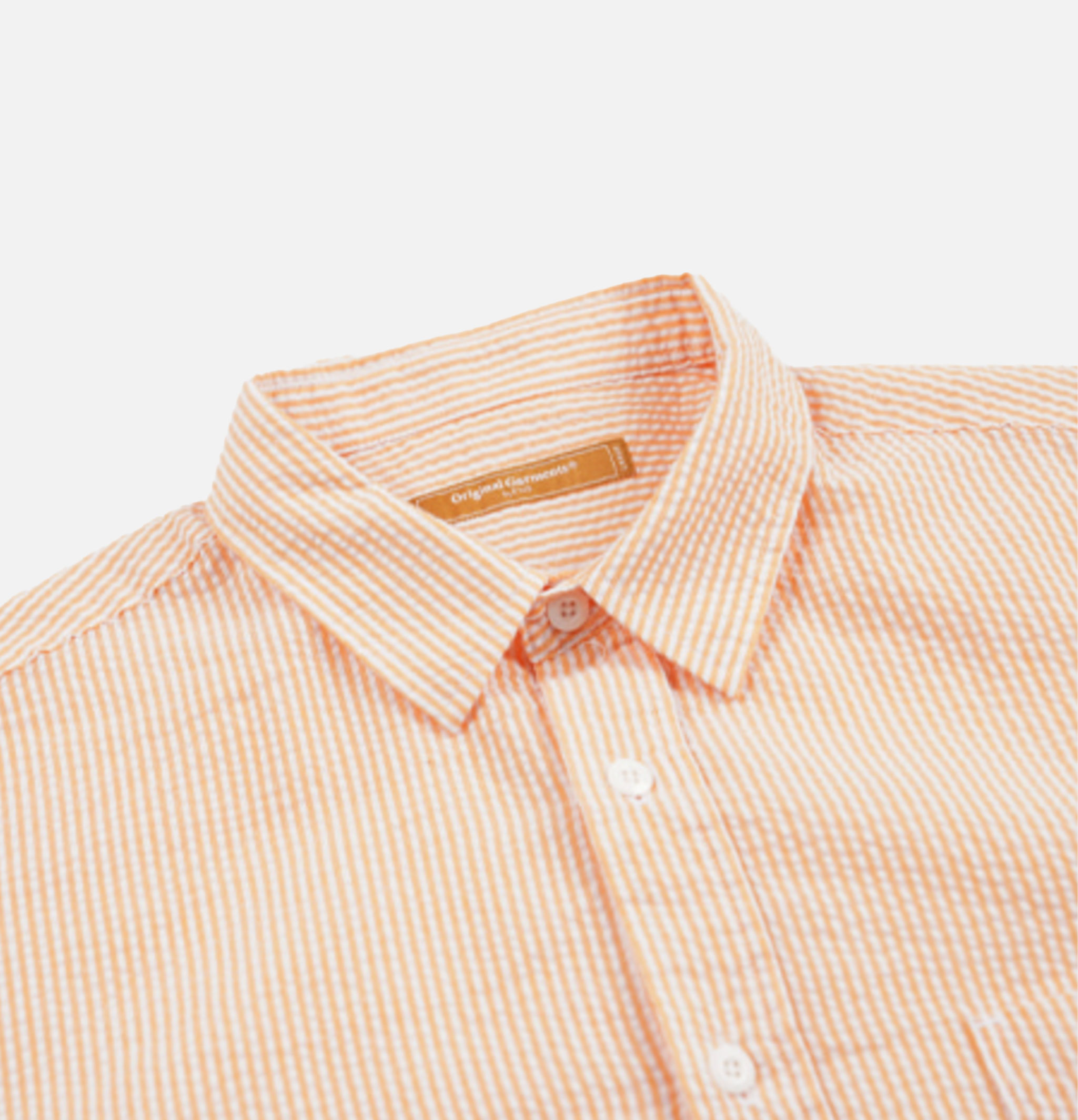 Frizmworks Og Stripe Seersucker Half Shirt in Orange