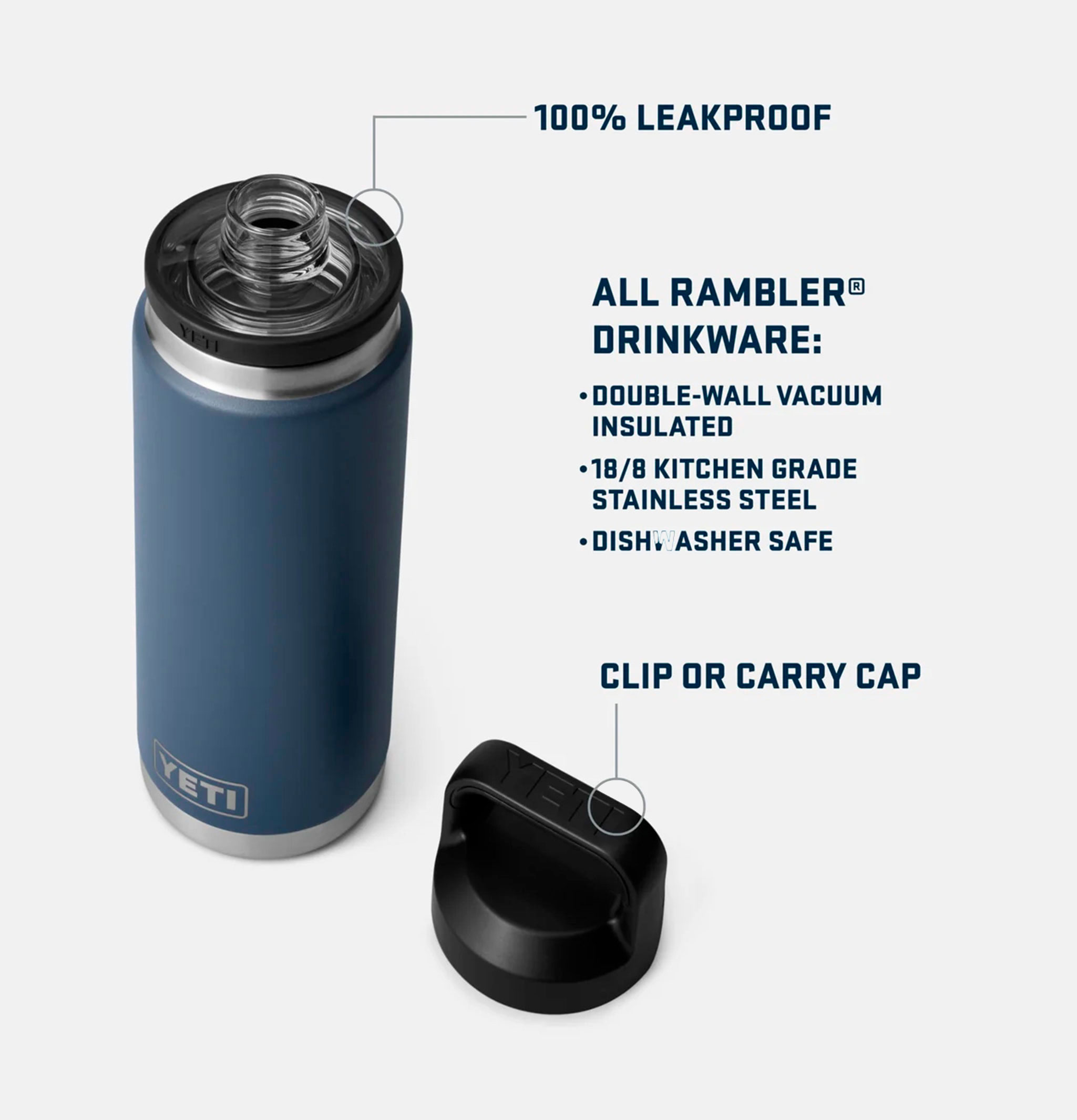 Yeti Rambler Bottle Chug 26oz Charcoal