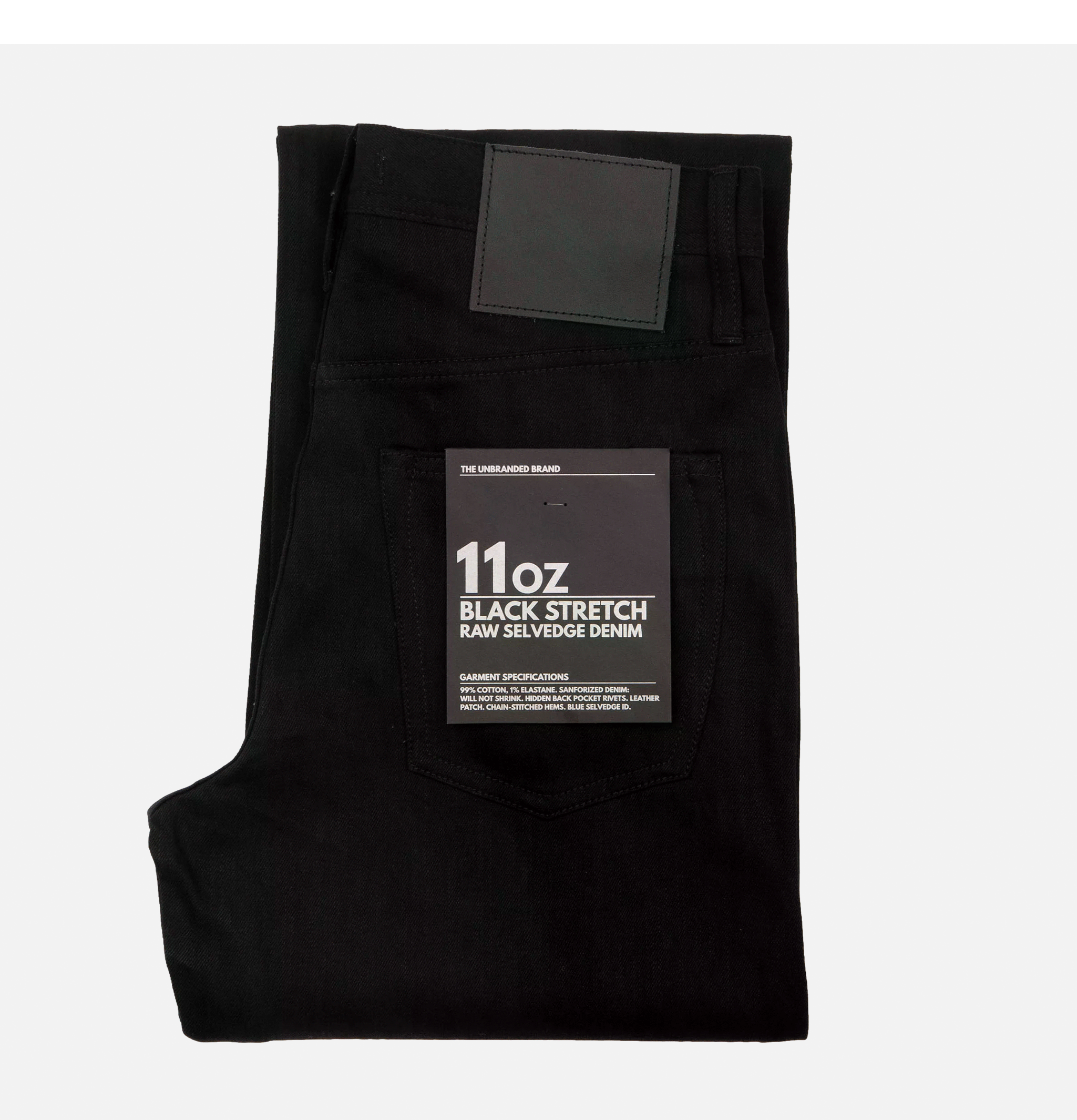 Unbranded Brand Jean UB744 Wide Straight Fit Selvedge 11oz Black