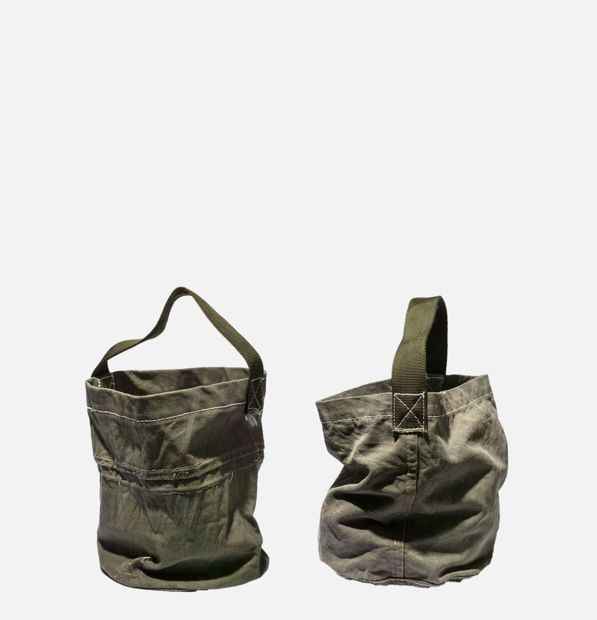 Puebco Old Tent Mat Fabric Round Bag Olive